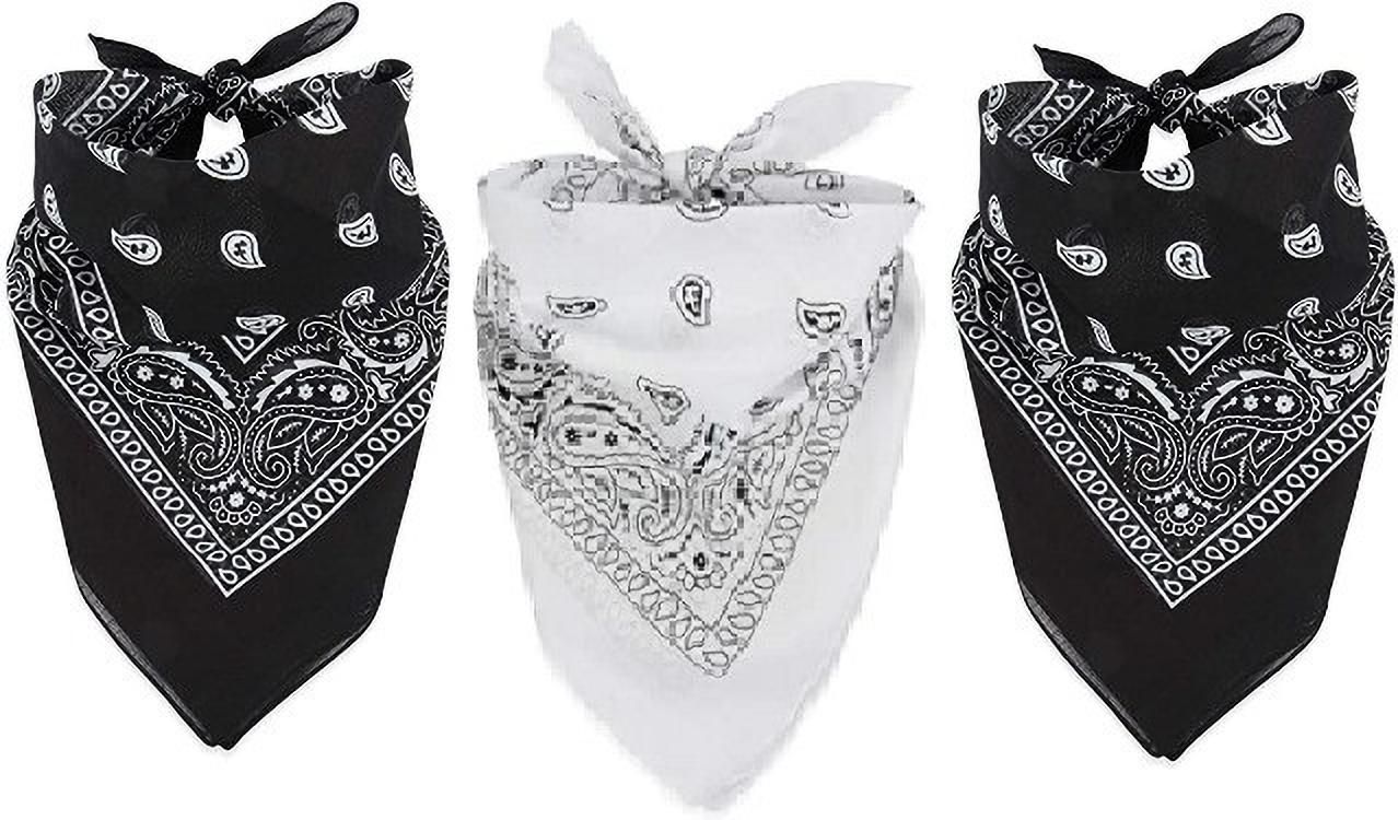 CozyFox 2 BLACK 1 WHITE- Unisex Handkerchief For All Ages ["White","Black"] Handkerchief