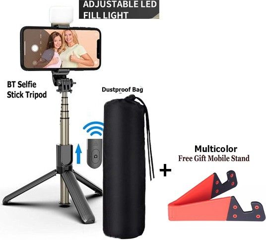 POZUB 3-in-1 Selfie sticks & Monopods With Flash Light &Remote Control Selfie Gimbal Tripod, Monopod, Monopod Kit, Tripod Ball Head, Tripod Bracket, Tripod Clamp, Tripod Kit-image-30