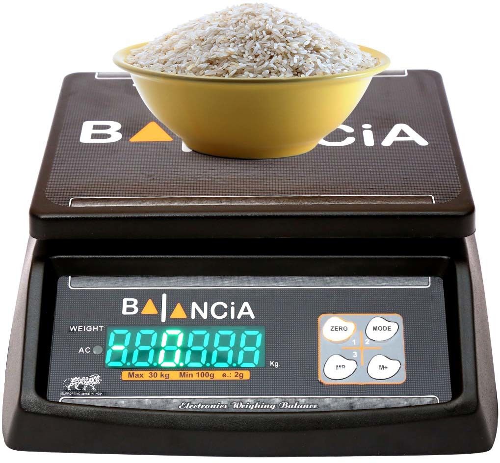 Glancing Balancia 30kg Double Display High Quality Weight Machine For Kitchen/Shop With Power Adapter & 4V Re-Chargeable Battery Weighing Scale (Black) (Platform Size- 170 x 210mm, Dual Display, On Off Memory Function,grocery,kata,taraju,shop,computer electronic vajan kata , tarazu , jewellery , sabzi ,4V Re-Chargeable Battery) # Made in India Weighing Scale-image-17