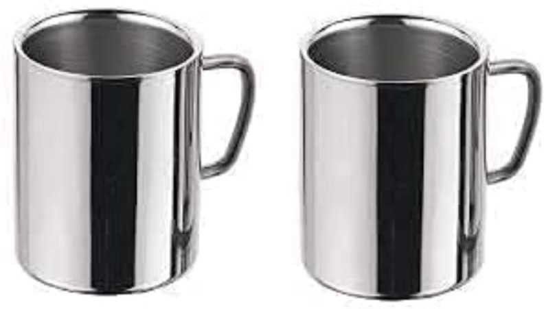 vikas metal Pack of 2 Stainless Steel double wall coffee mug-picture-11