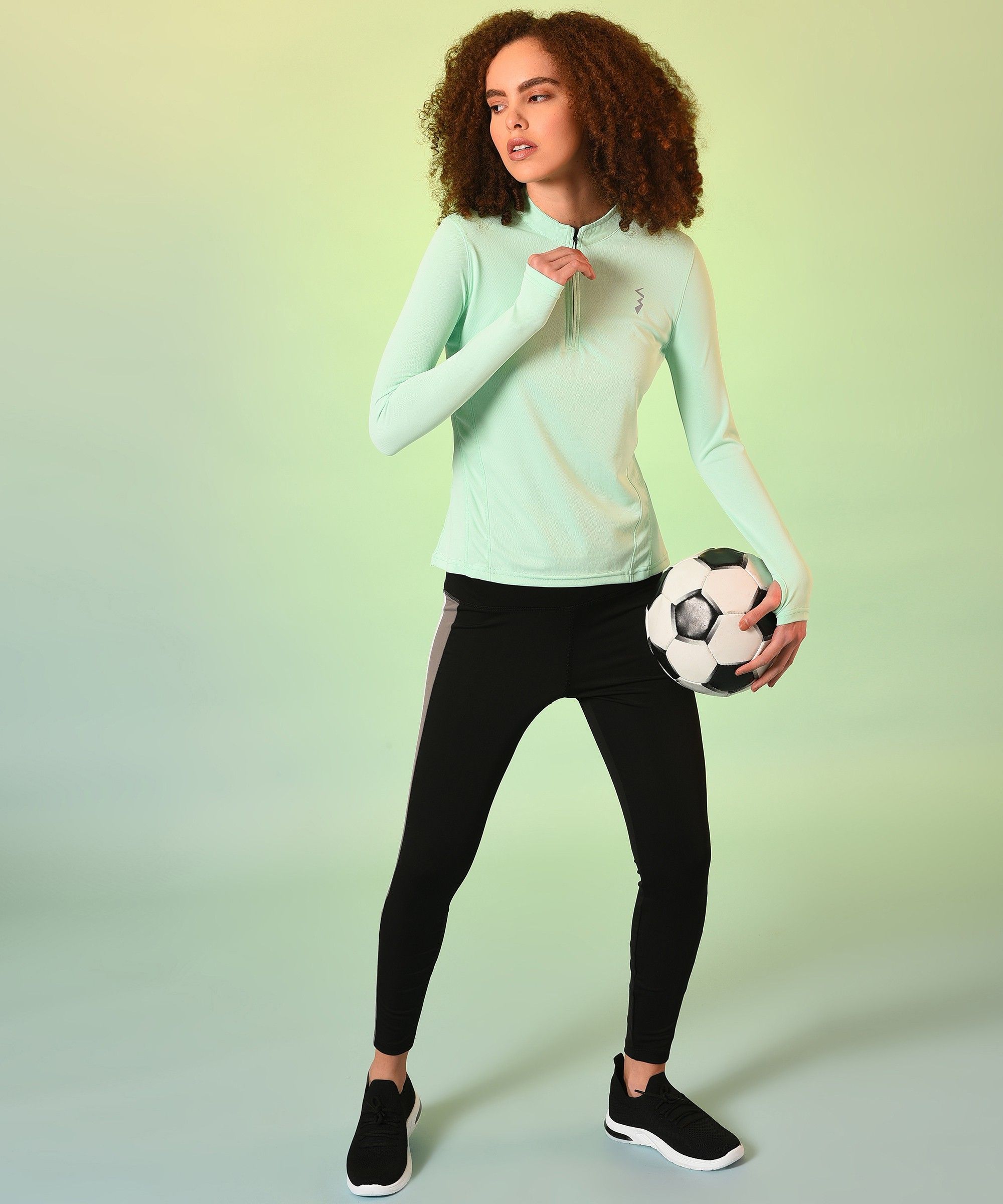 Women Solid Mandarin Collar Polyester Light Green T-Shirt-image-35