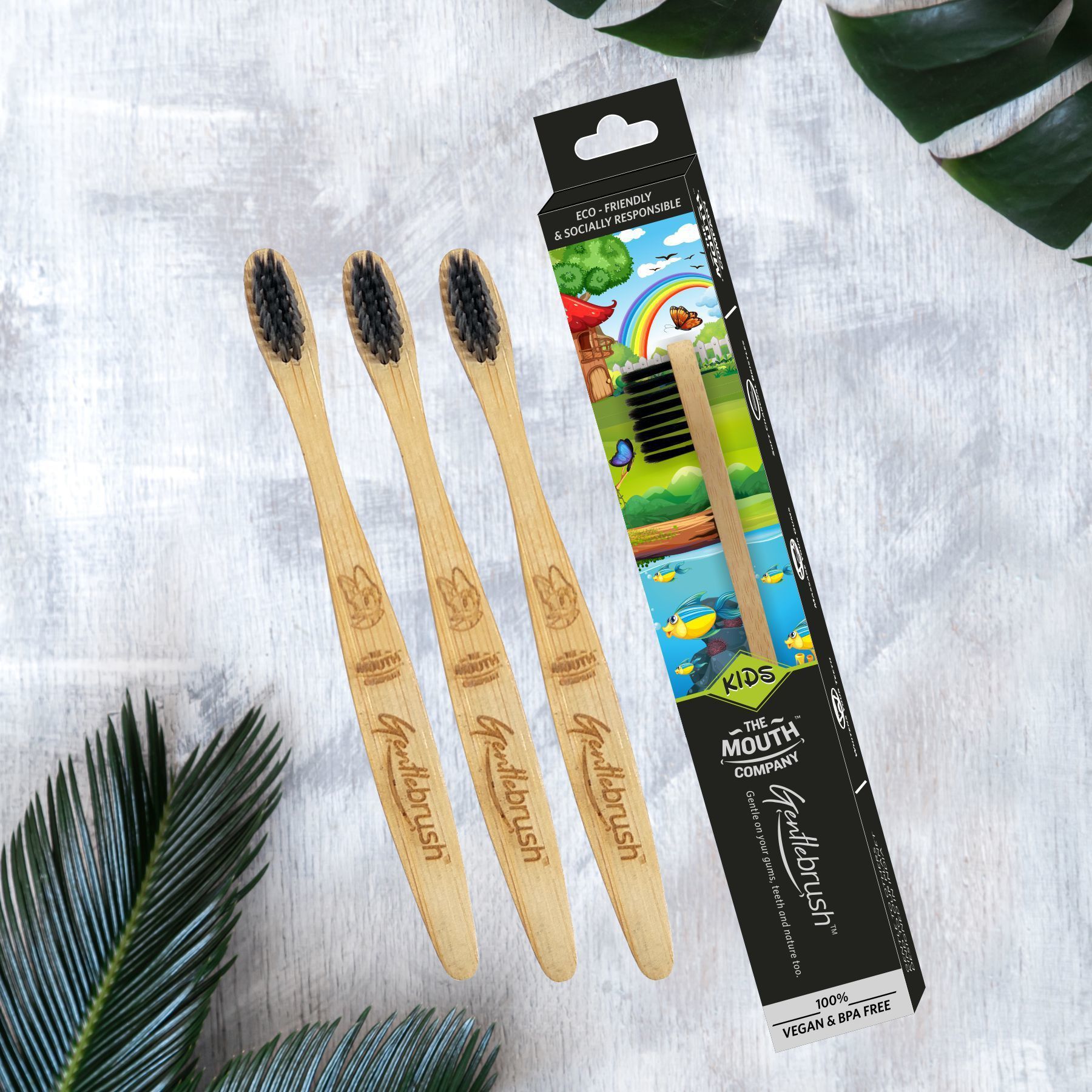 Kids Bamboo Toothbrush | Low Pressure & Charcoal Activated Bristles Toothbrush Soft Toothbrush-image-41