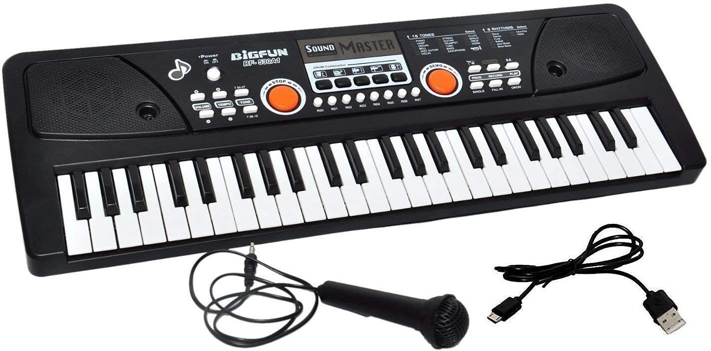 49 Key Piano Electronic Keyboard, DC Power Option+ Microphone with USB Charging