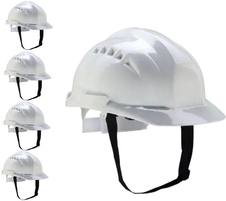 ULTRA VENT 7000 HDPE (High Density Polyethylene) Safety Helmet White Safety Helmet Smooth Fininsh Adjustable Chin Strap (Pack of 5) Construction Helmet-image-14