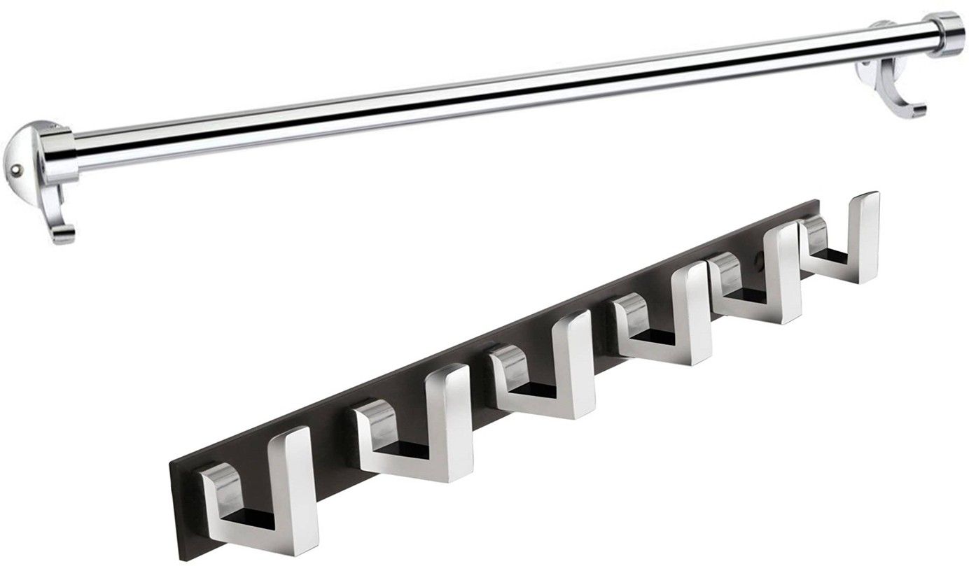 Towel Rod & Hanger (24 Inch - Chrome Finish)(30 Cm - L Wall Hanger) 24 inch 2 Bar Towel Rod-image-47