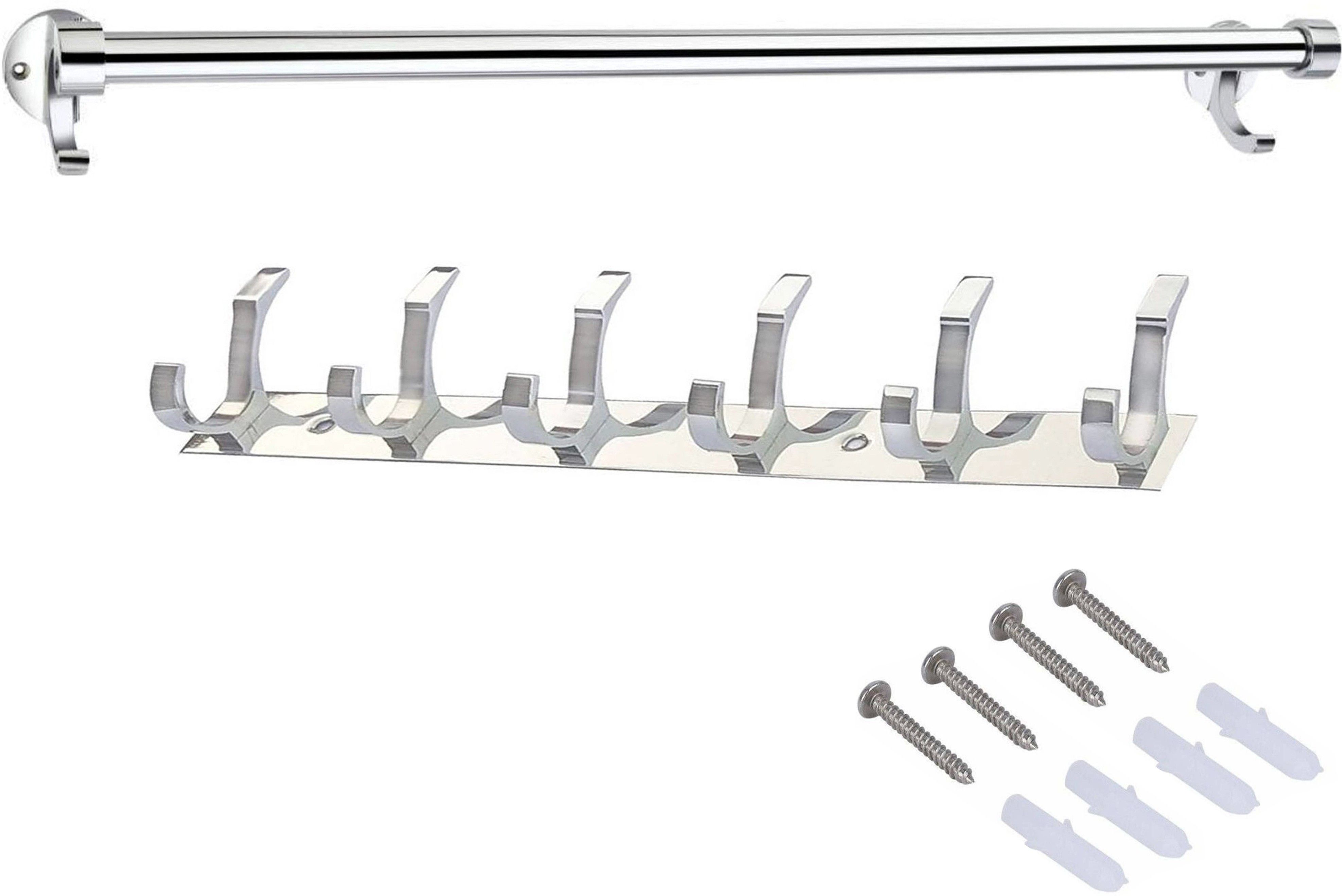 Towel Rod & Hanger (24 Inch - Chrome Finish)(30 Cm - Wall Hanger) 24 inch 2 Bar Towel Rod