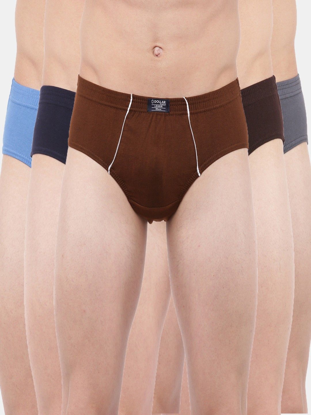 Pack of 5 Dollar Lehar Super Combed Cotton Mens Brief -Pack of 5- Actual Colour May Vary Solid Men Brief-image-6