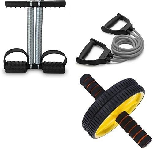Combo Toning Tube+Ab Roller+Tummy Trimmer Fitness Abs Ecerciser Fitness Accessory Kit Kit-image-49
