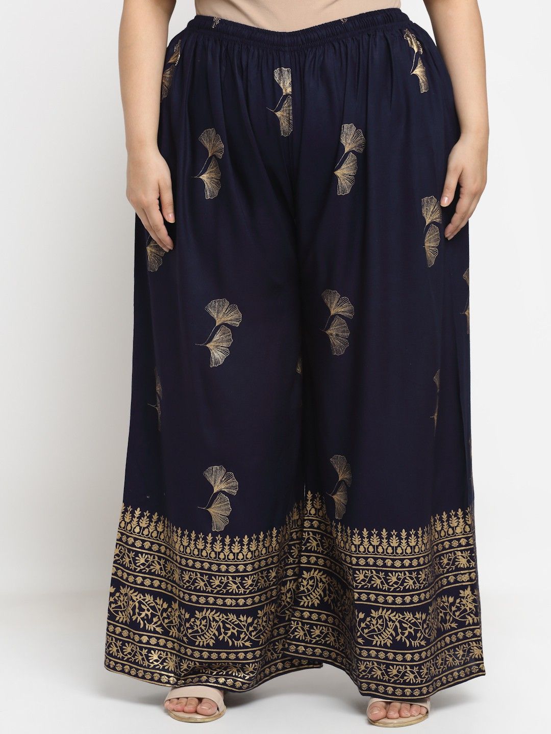 Women Relaxed Dark Blue Viscose Rayon Trousers-image-41