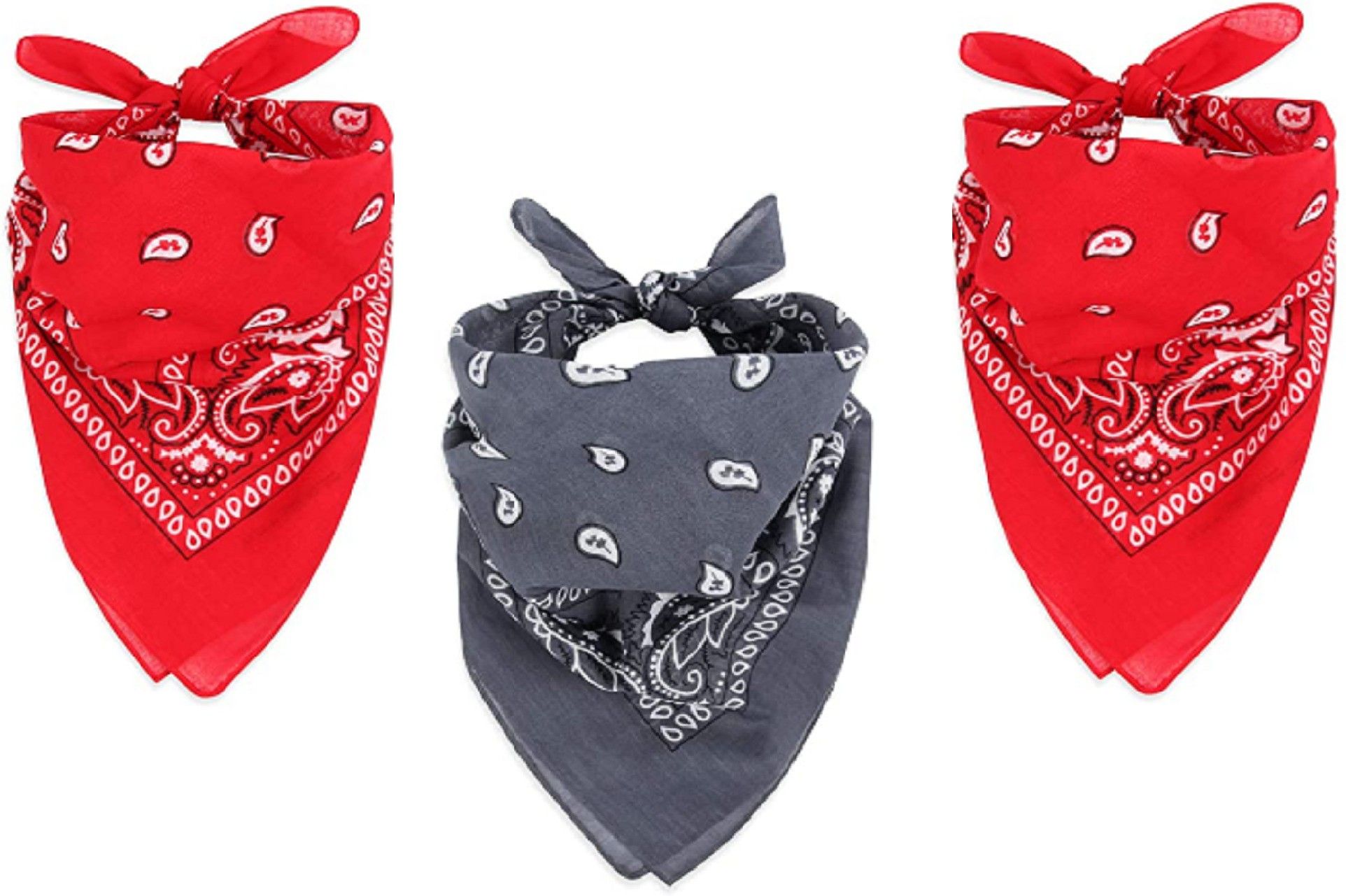 CozyFox 2 RED 1 GREY - Unisex Handkerchief For All Ages - 20" x 20" ["Red","Grey"] Handkerchief