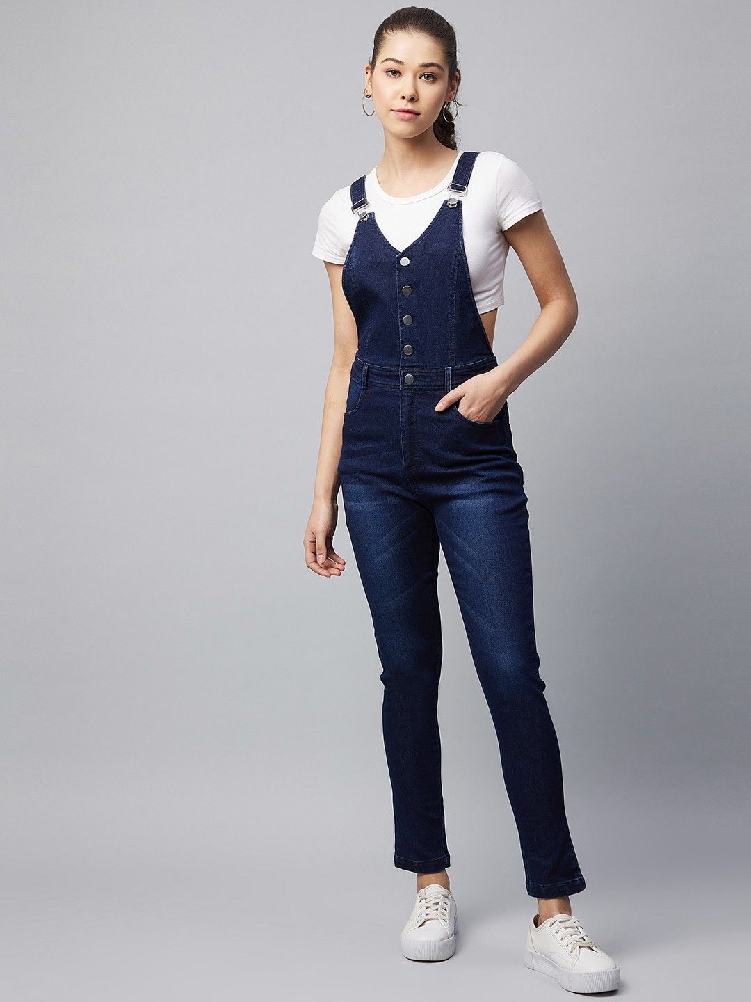 Women Blue Dungaree-image-38