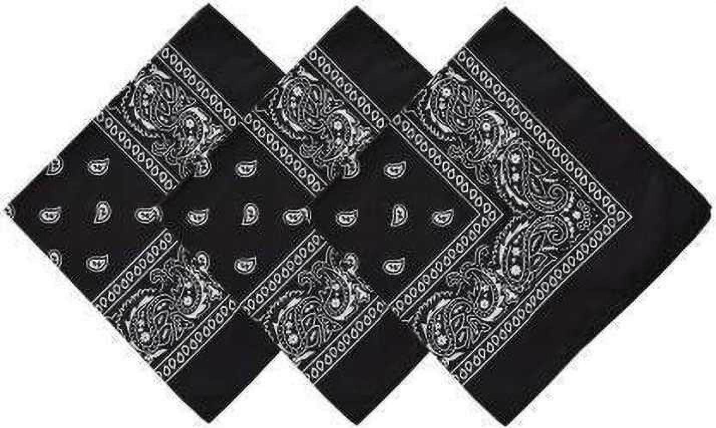 plutoprom 22*22 INCH SIZE DOUBLE SIDE PRINTED COWBOY PAISLEY BANDANA HANDKERCHIEF ["Black"] Handkerchief