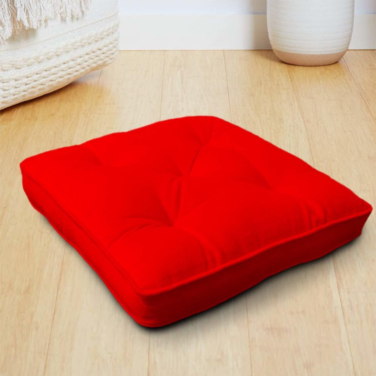 Velvet Yoga Pad Floor Cushion for Home, Office, Balcony, Meditation, 50X50 cm Microfibre Solid Chair Pad Pack of 1-image-13