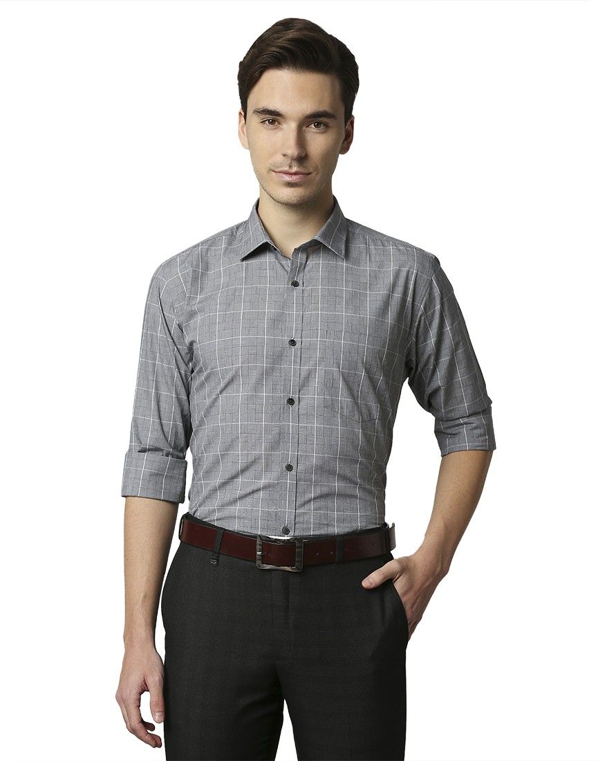 park avenue Men Slim Fit Checkered Formal Shirt-picture-10
