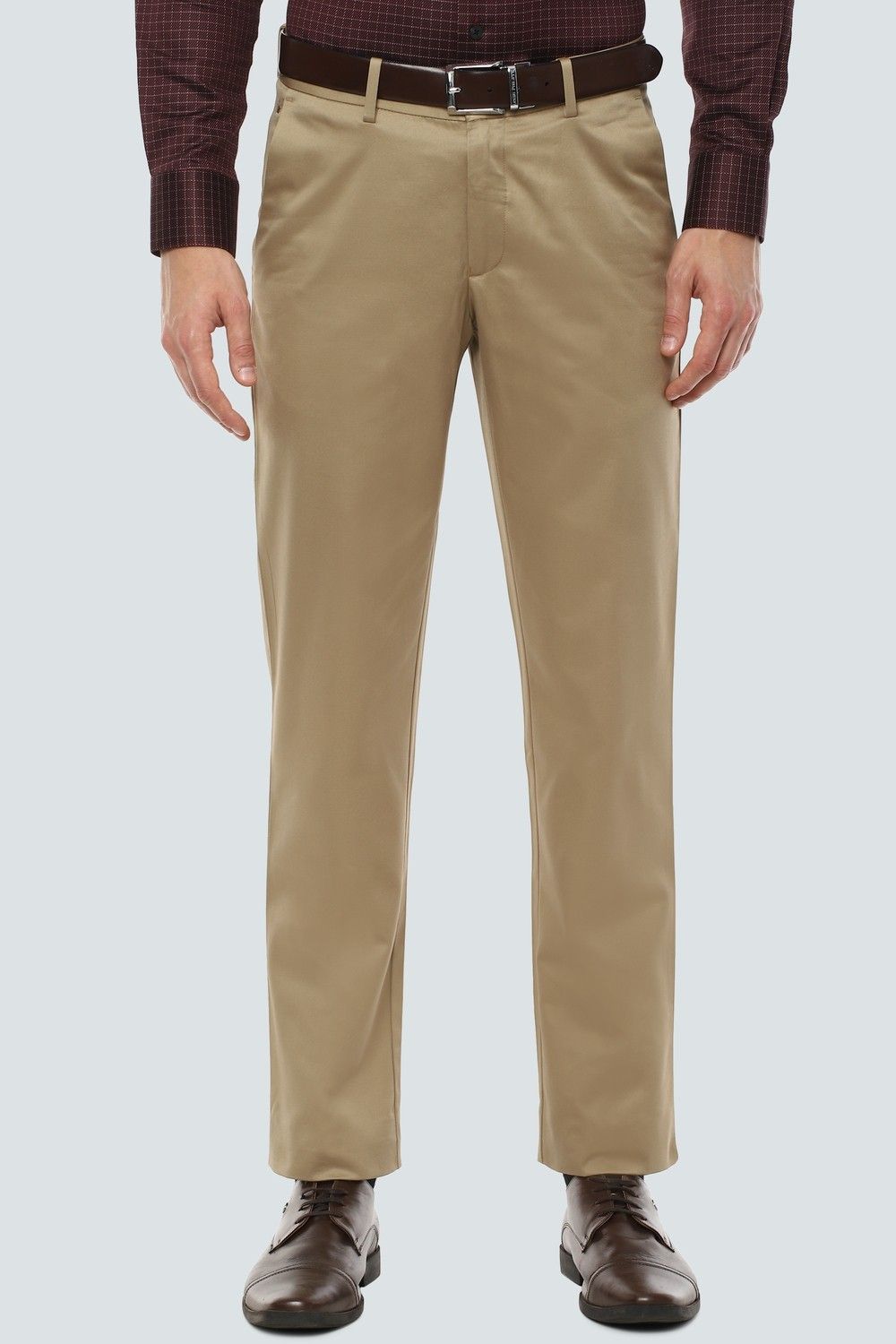 louis philippe Men Slim Fit Brown Pure Cotton Trousers-picture-13