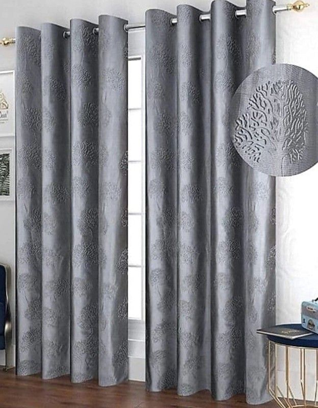 213 cm (7 ft) Polyester Semi Transparent Door Curtain (Pack Of 2)