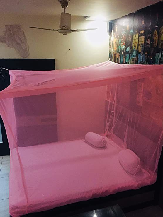 HDPE - High Density Poly Ethylene Infants Washable Double Bed Pink 6X6 Mosquito Net-image-37