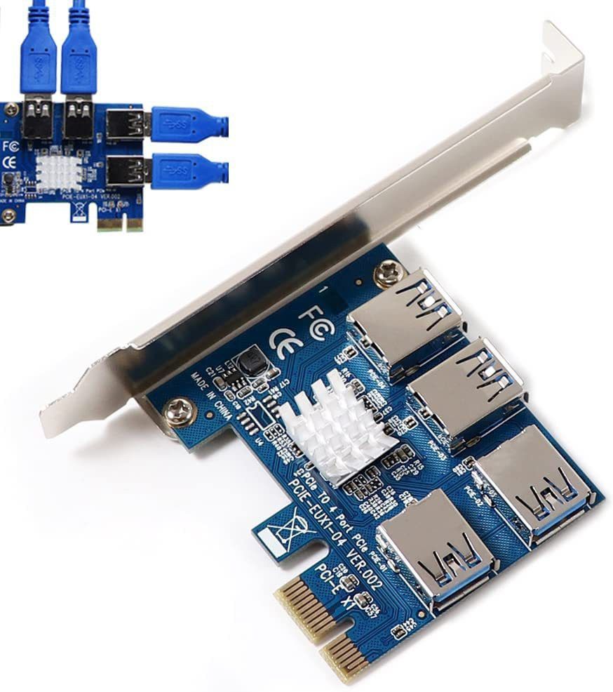 microware PCI-E Splitter 1x4 PCI Riser Card,PCIe 1 to 4 PCI-Express 16X Slots Riser Card, Network Interface Card-image-10