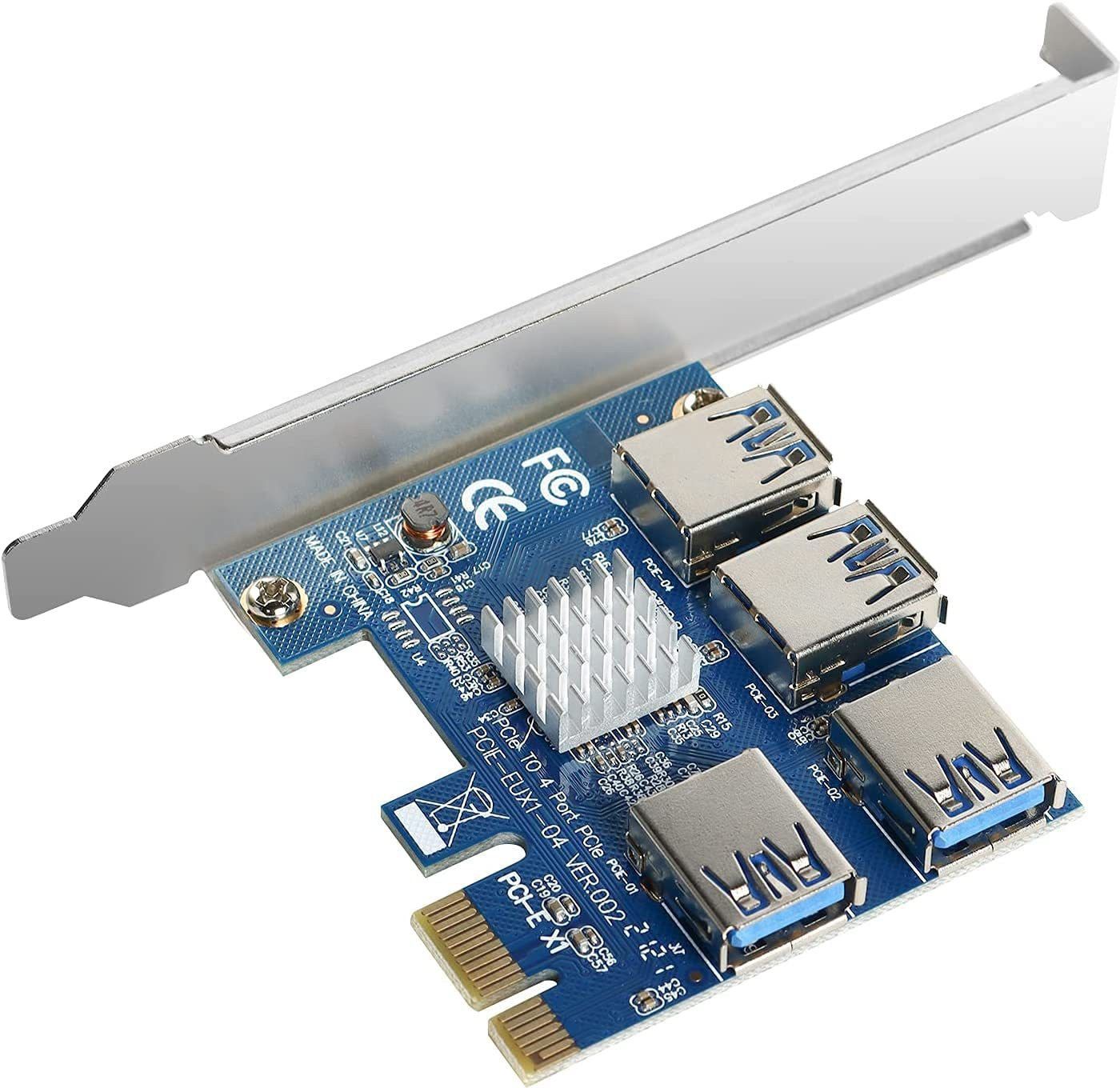 microware PCIe 1x4 Riser Card, Pcie Splitter 1x4 PCI Riser Card, 4 Risers into 1 PCI Card, Network Interface Card-image-47