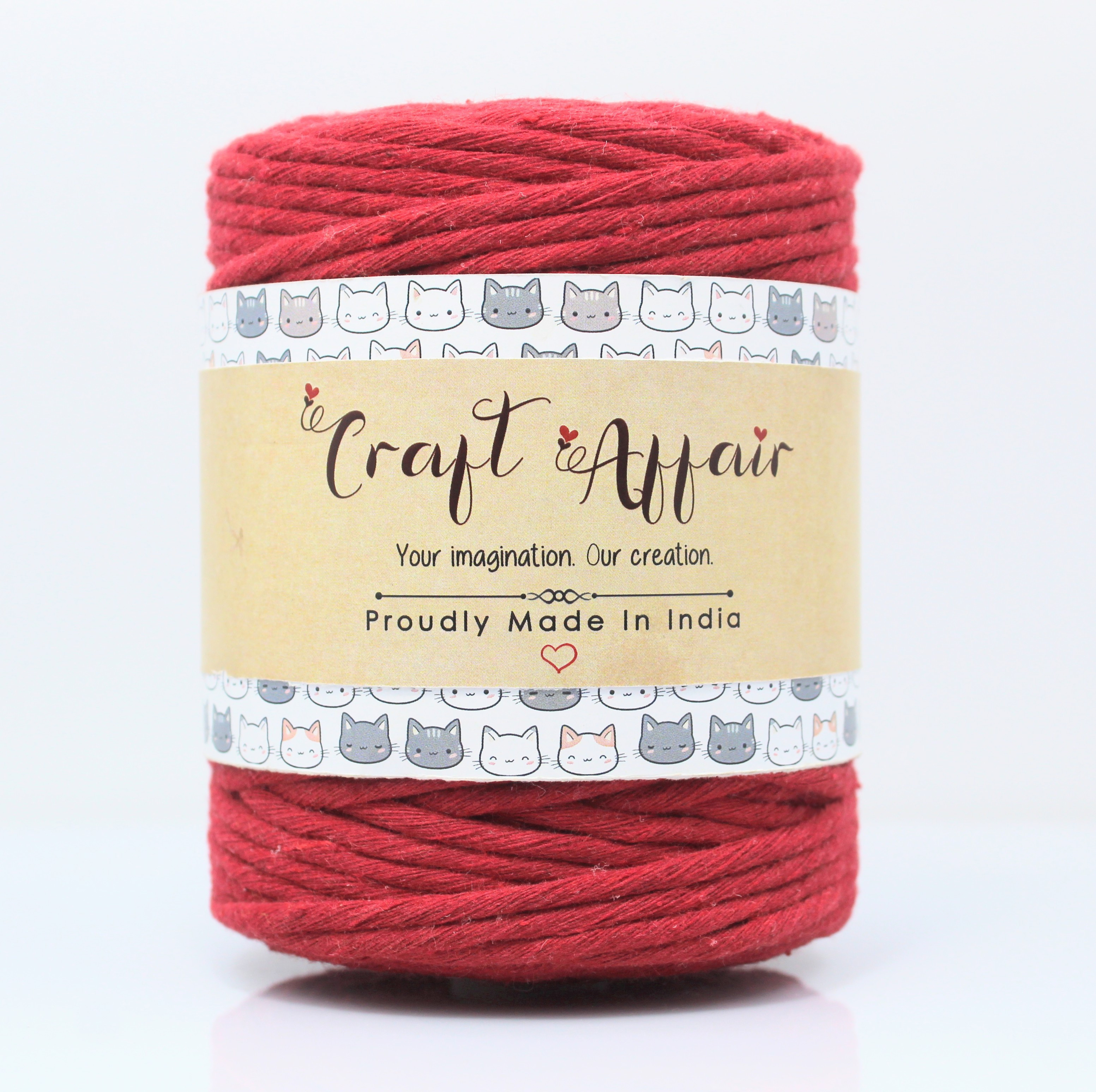 craft affair | Single Strand Cotton Macrame Cord (10 M, 3mm) | DIY-Project - Red Red image 1