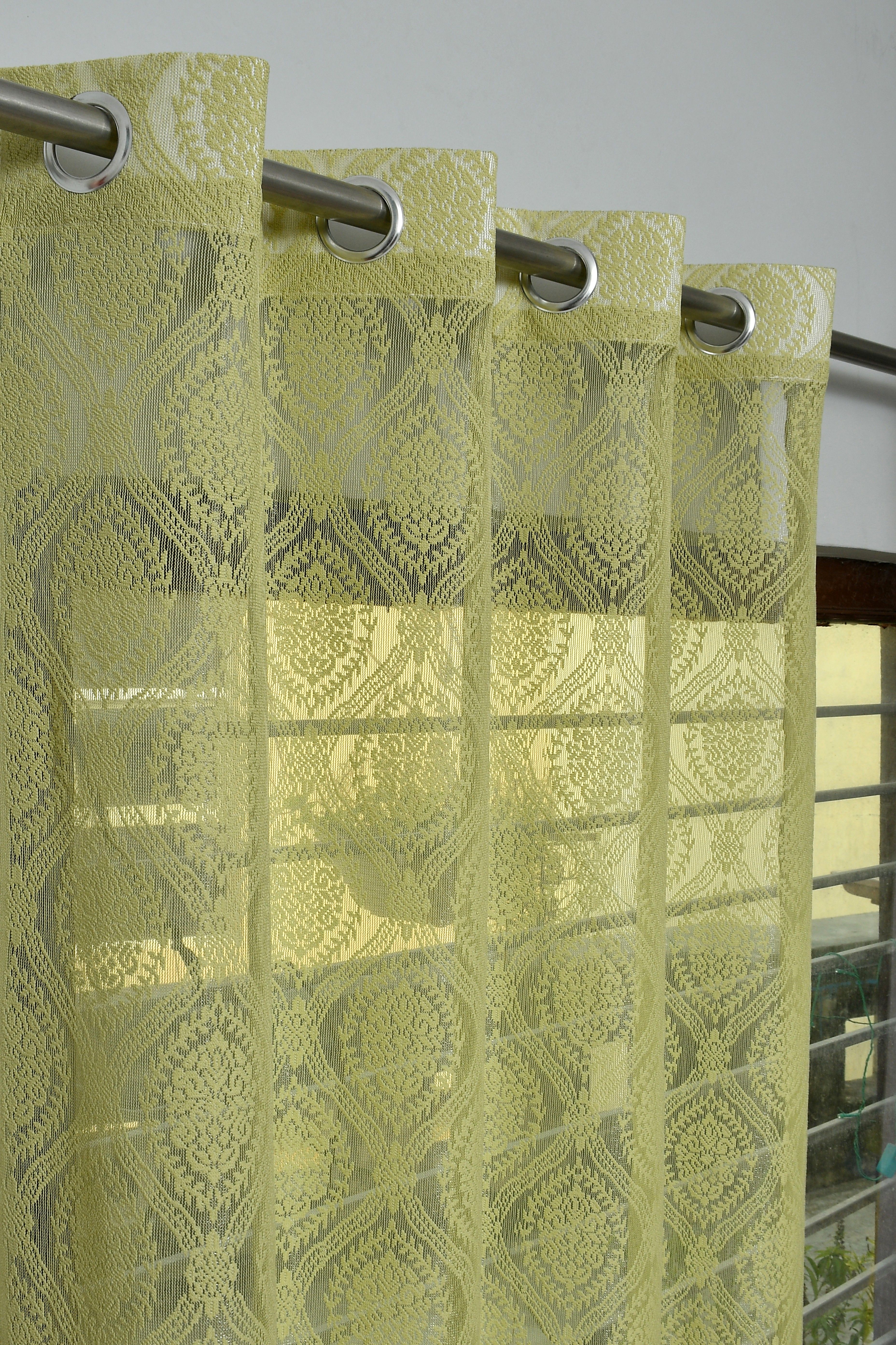 arick home 153 cm (5 ft) Window Polyester Semi Transparent Curtain (Pack Of 2)-picture-14