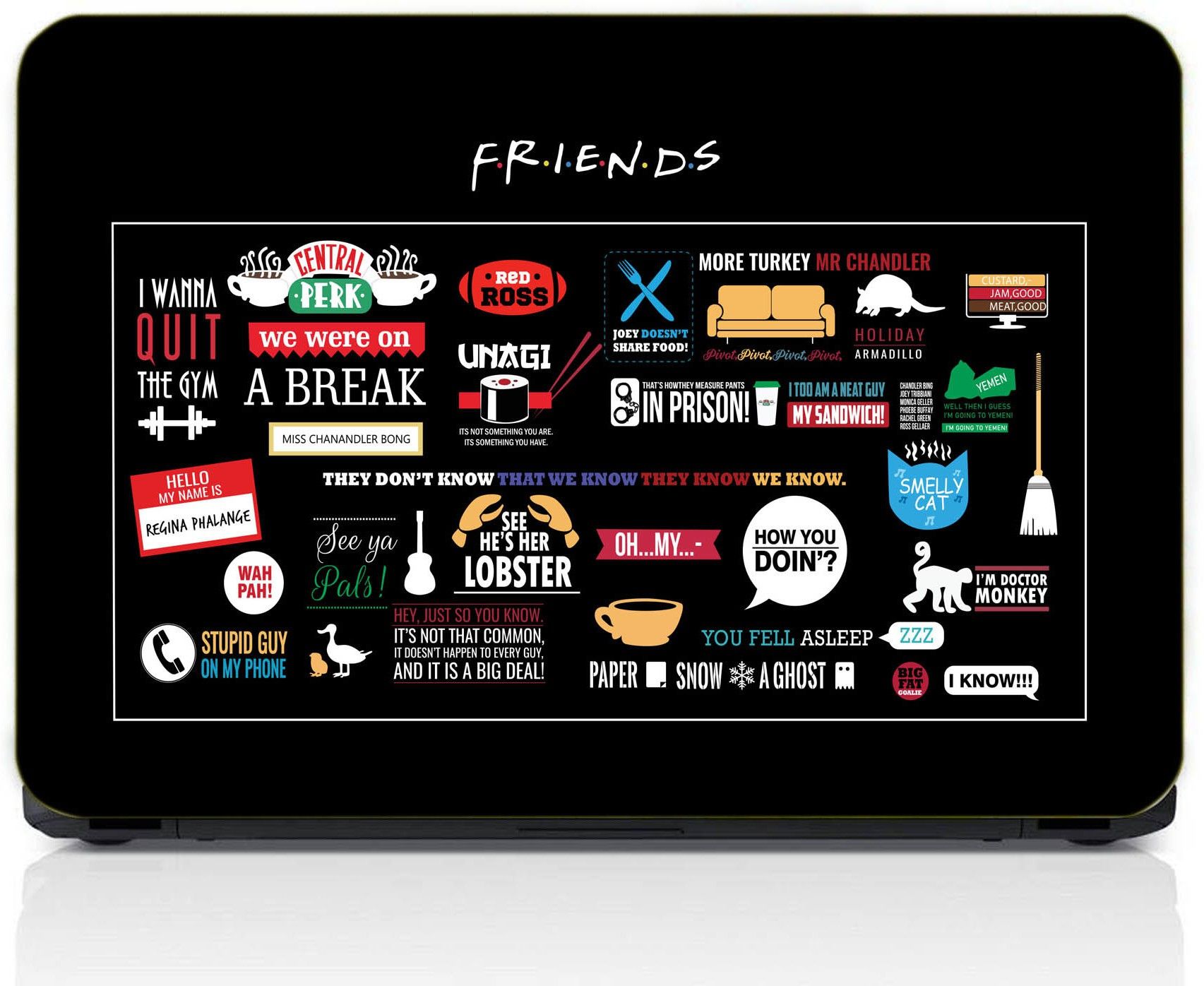 gray wall Friends Black Vinyl Laptop Skin Compatible for 13.3 inch-image-31