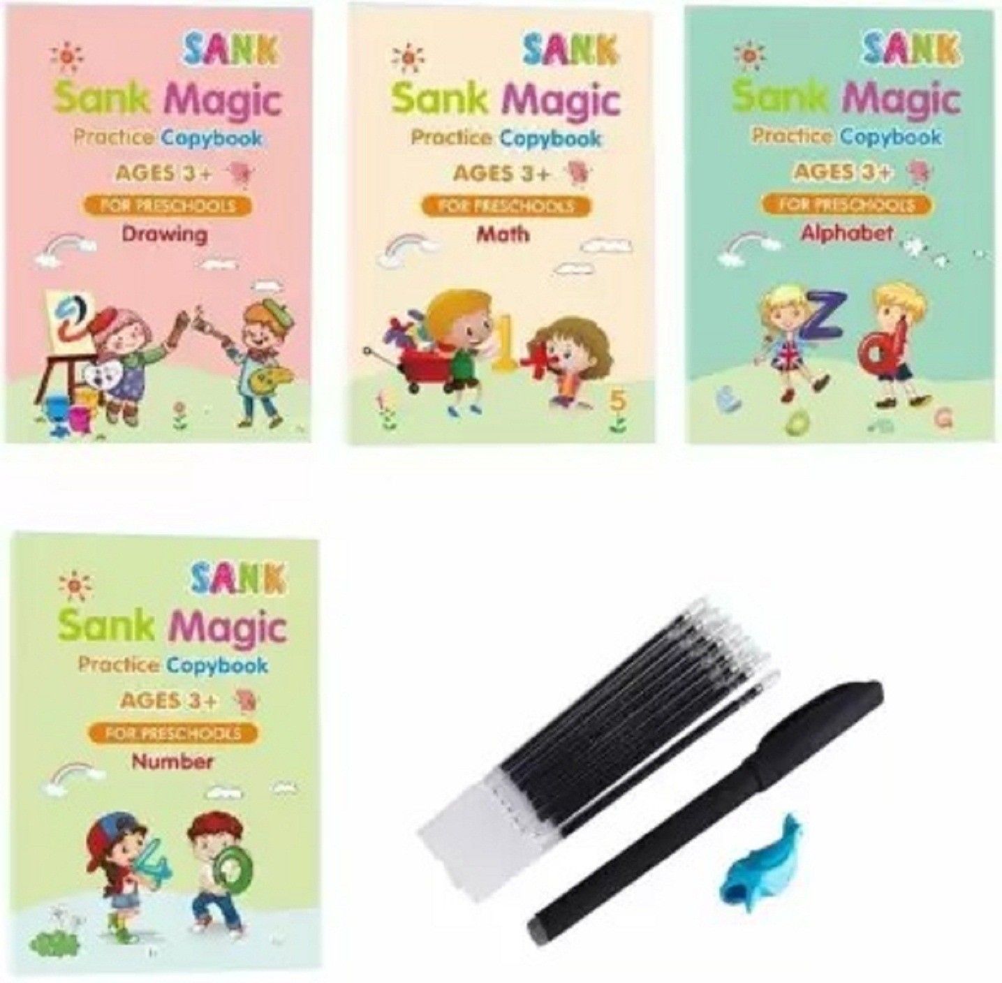ukrainez Magic Practice Copybook (4 BOOKS,10 REFILL)Number Tracing Book Preschoolers-picture-3