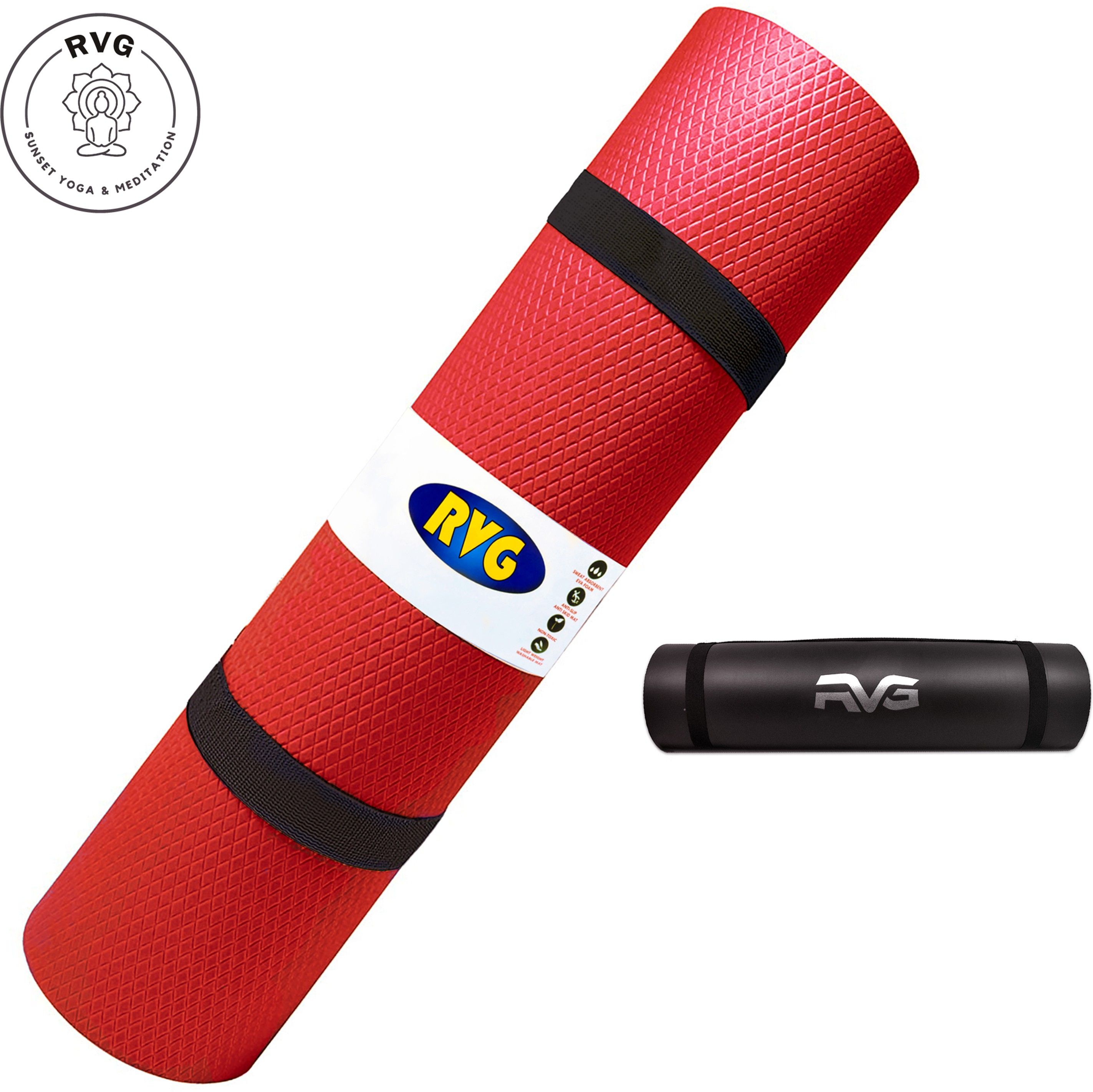 100%EVA Eco Friendly Mat, Exercise & Gym Mat With Bag Red 6mm mm Yoga Mat-image-39
