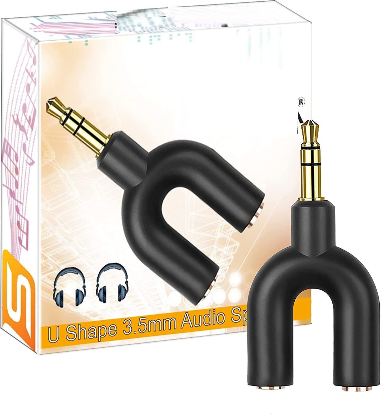 Gadget Zone Black 3.5 mmAudio Stereo YSplitterAdapter, 3.5mm 1 Male to 2 Port Female for Earphone Phone Converter-picture-16
