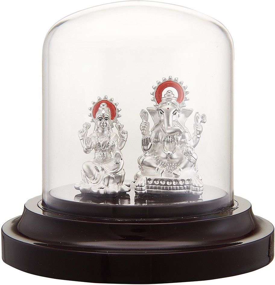 silverspot jewel 999 Pure Silver Beautiful Vishnu and Laxmi with Acrylic Base Idol for Pooja Decorative Showpiece-12 cm-picture-34
