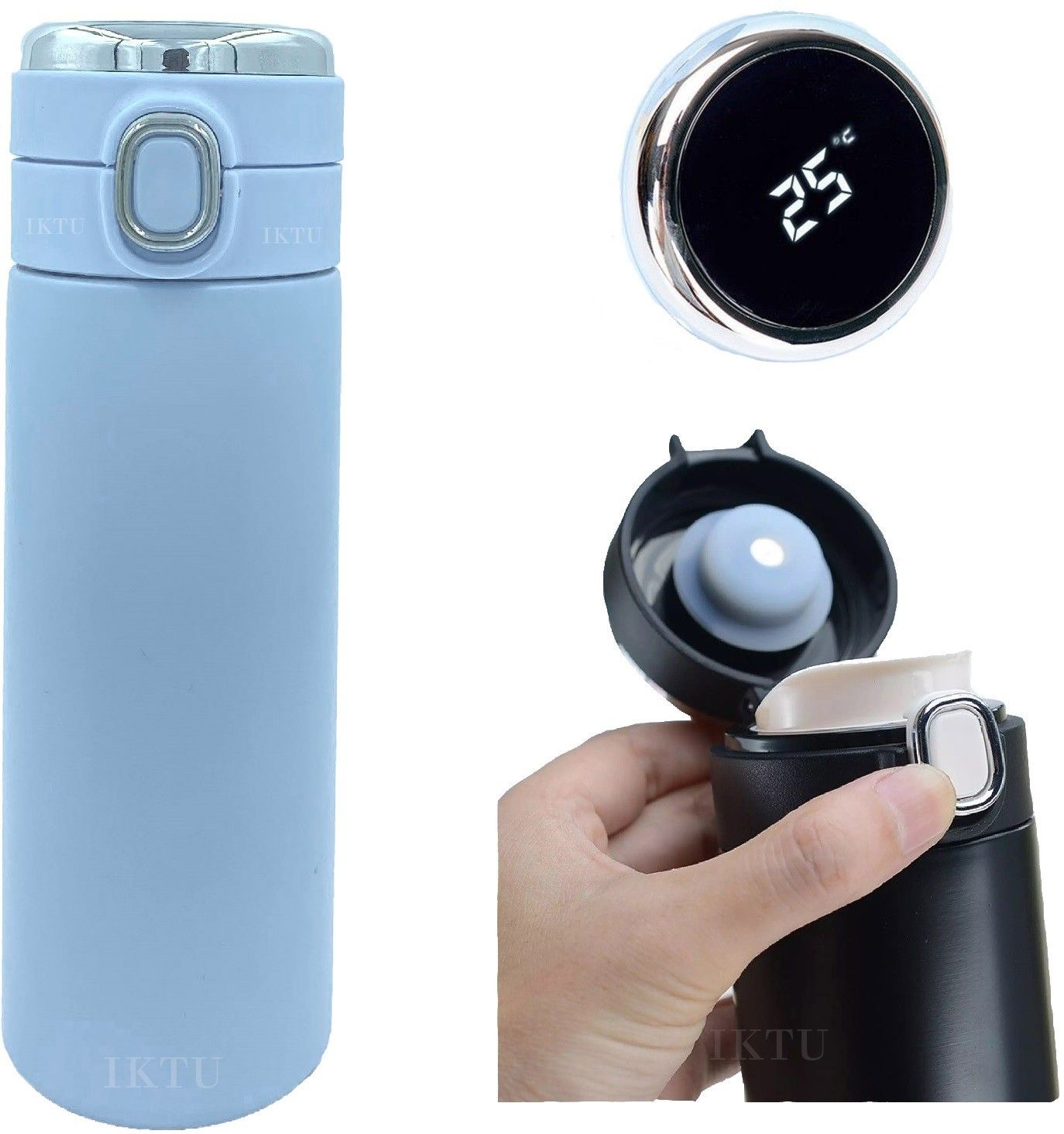 iktu Vacuum Insulated Water Bottle LED Temperature Display S304 Stainless Steel Flask 420 ml Flask-picture-17