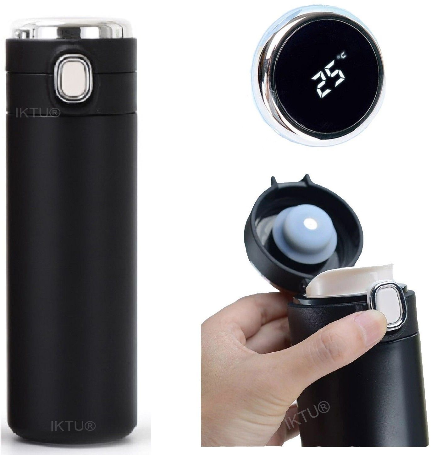 iktu Vacuum Insulated Water Bottle LED Temperature Display S304 Stainless Steel Flask 420 ml Flask-picture-11