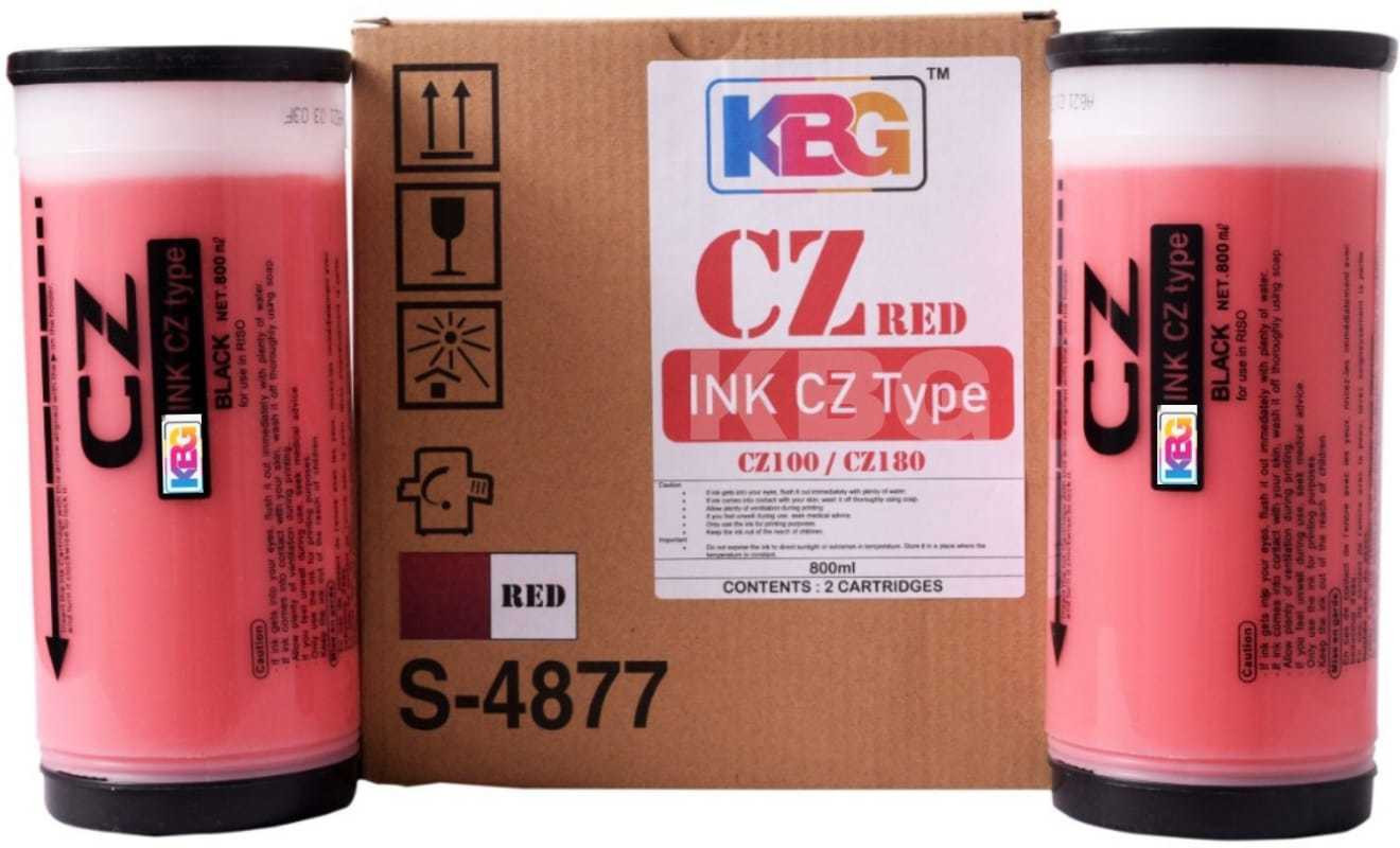 KBG For RISO CZ100 / CZ180 (RED) 800ml Pack Of 2 Red Ink Bottle image 1
