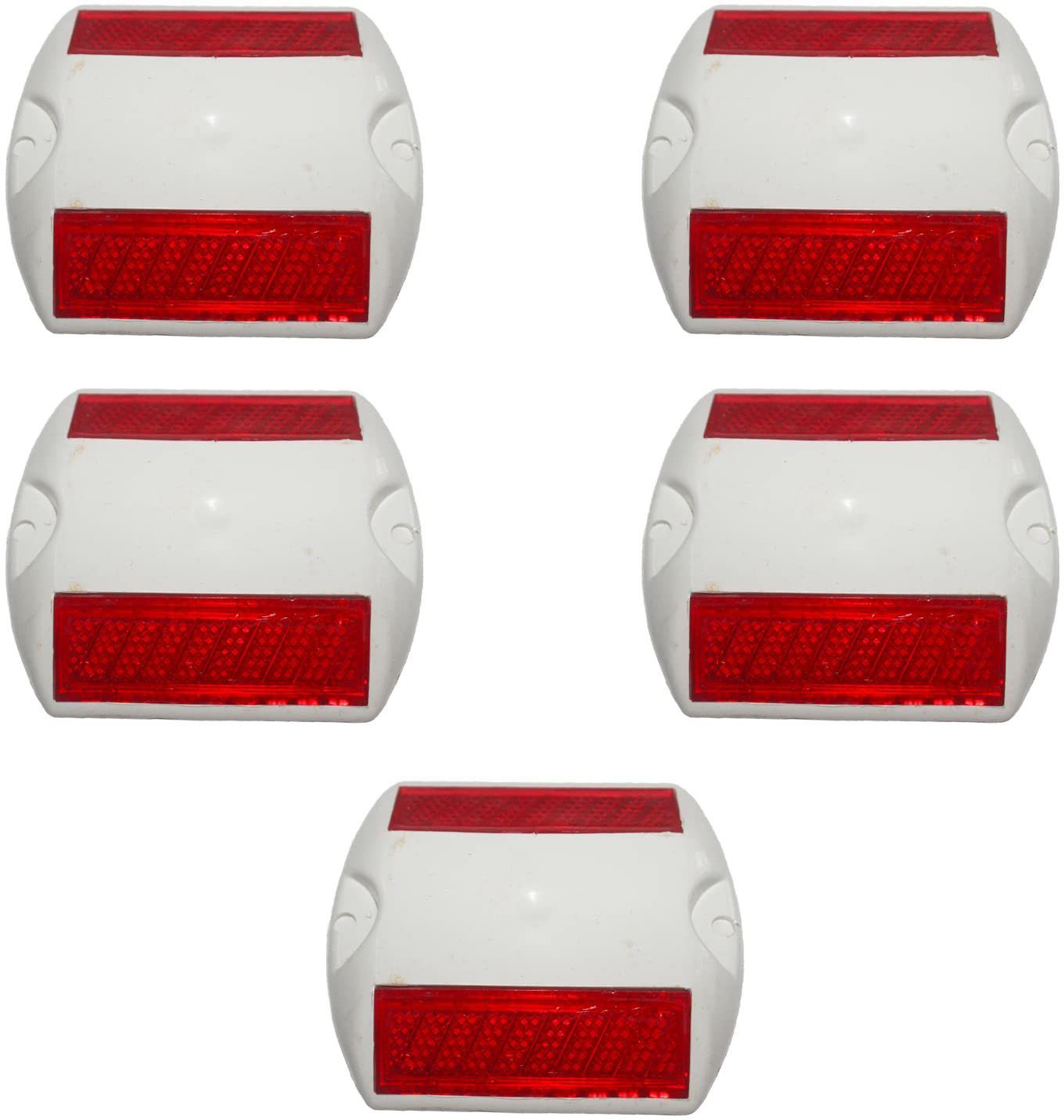 5 Piece White Road Studs Reflectors Emergency Sign