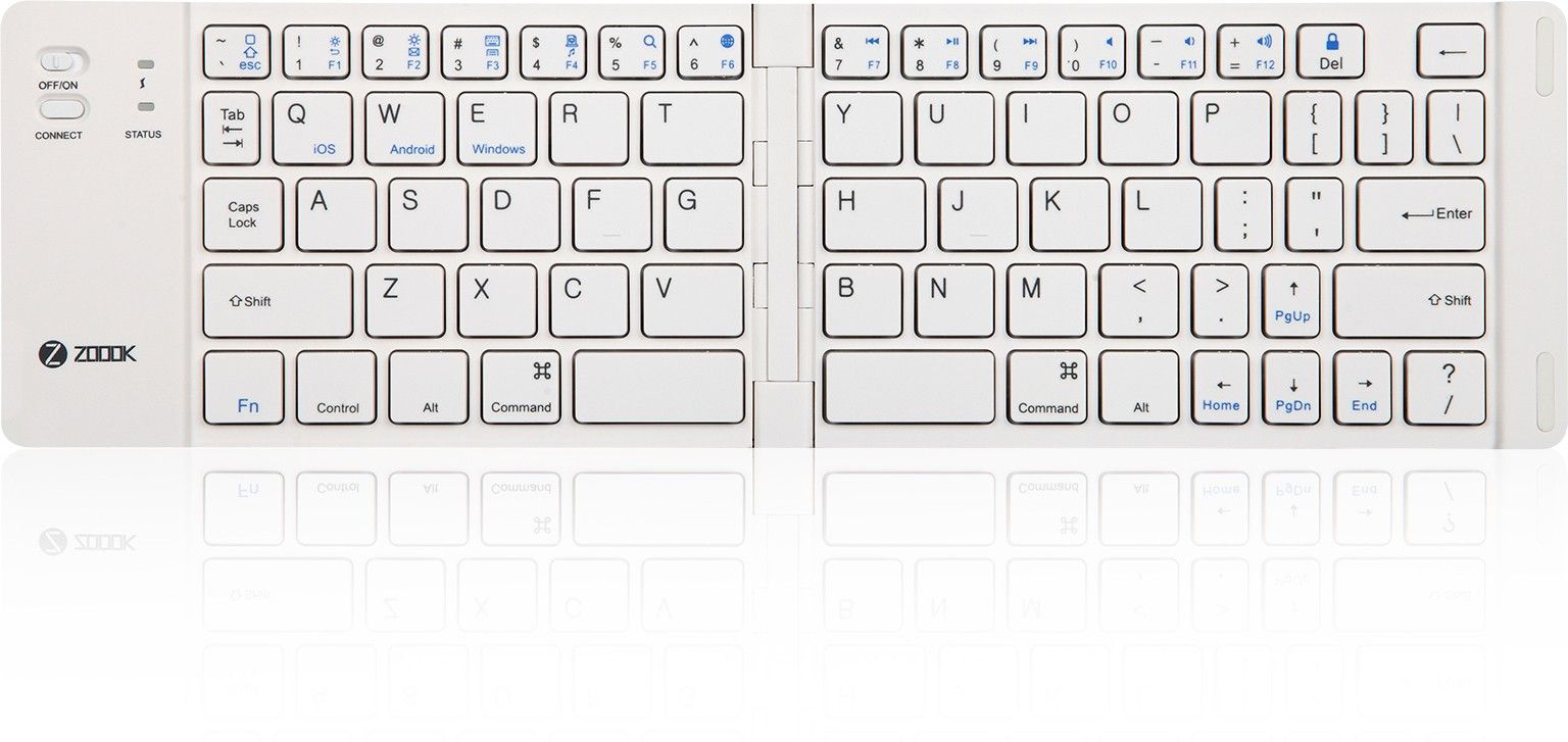 Zoook Palmpad, Wireless, Foldable x 2 / Rechargeable, with Dock Bluetooth Standard Multi-device Keyboard Compatible with Desktop, Laptop, Tablet, iPad, Mac stand support,multimedia_keys,PalmPad-image-45