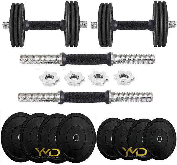 hackerx 1.575 kg Home Gym Set, Rubber Dumbbell Set, Rubber Dumbbell Plates 2.5KGX4 + 5KGX4 Home Gym Combo-picture-13