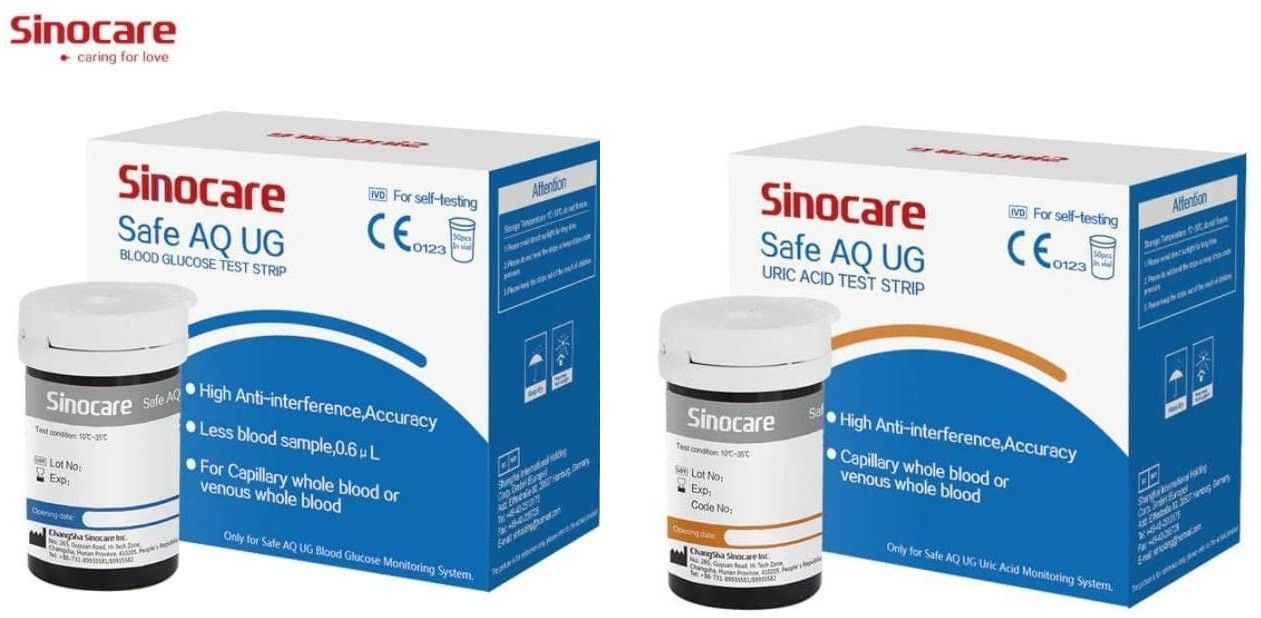 Sinocare Safe AQ UG [ Uric Acid ( U ) with Blood Glucose ( G ) ] ( Strips Only) 100 Glucometer Strips-picture-20