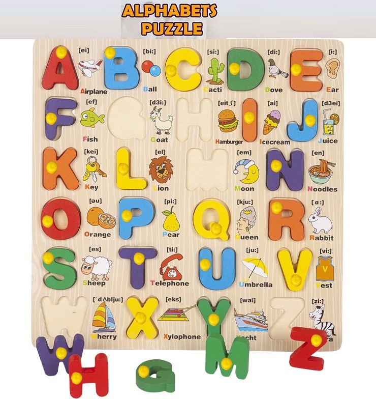 Educational and Learning Toy for Kids Alphabet&Number Board Puzzle with Pictures-image-39