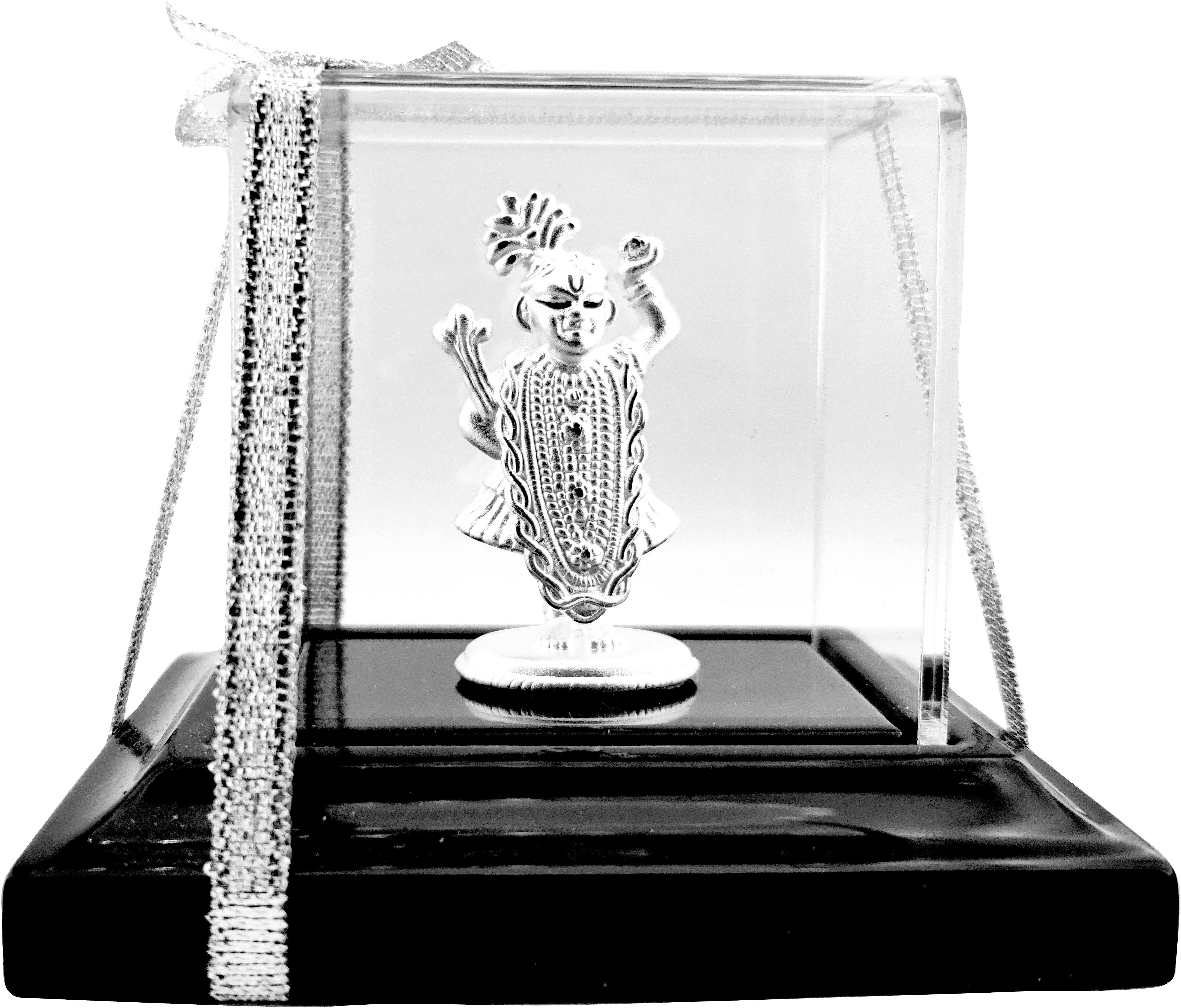silverspot jewel 999 Pure Silver Beautiful Krishna/Kanha/Shrinathji with Acrylic Base Idol Decorative Showpiece - 12 cm-picture-33