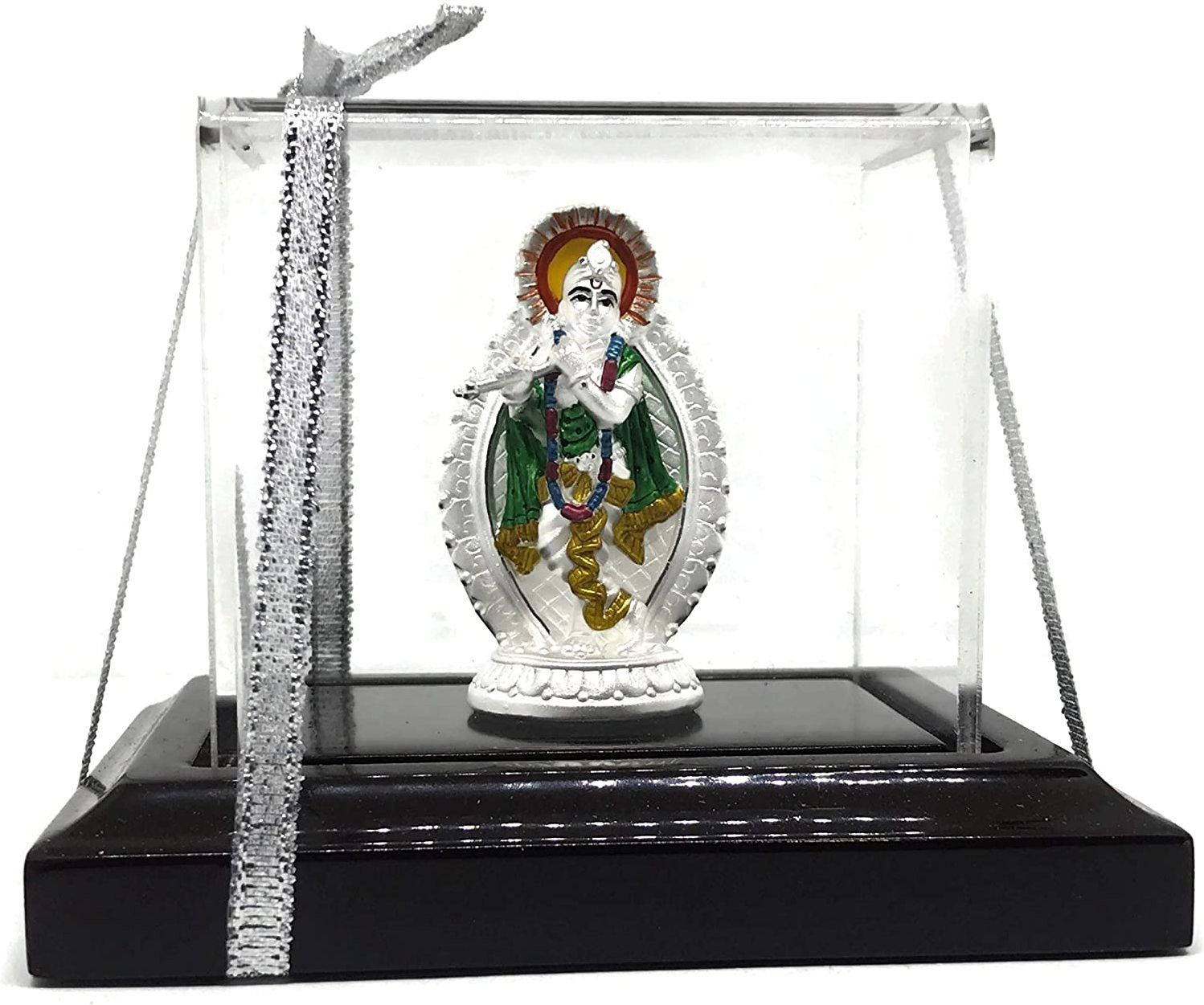 silverspot jewel 999 Pure Silver Beautiful Standing Flute Krishna/Kanha with Acrylic Base Idol Decorative Showpiece - 12 cm-picture-40
