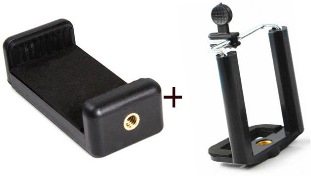 POZUB Universal Tripod Clip Holder +2 Hole Mobile Clip Mount Adapter/Adjustable Clamp Flash Shoe Adapter