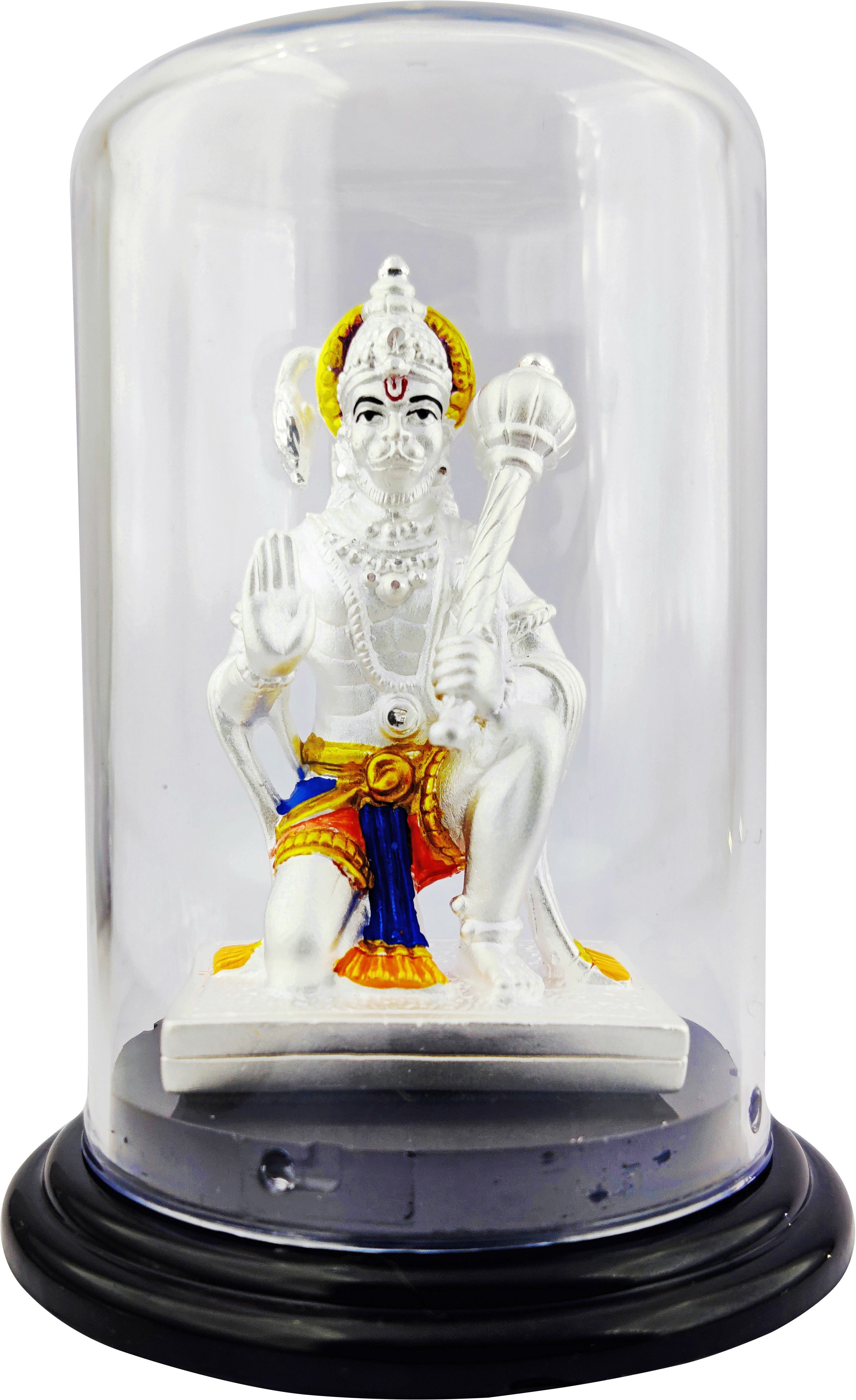 999 Pure Silver Hanuman/Anjanaya blessing Beautiful Idol Decorative Showpiece - 12 cm-image-28