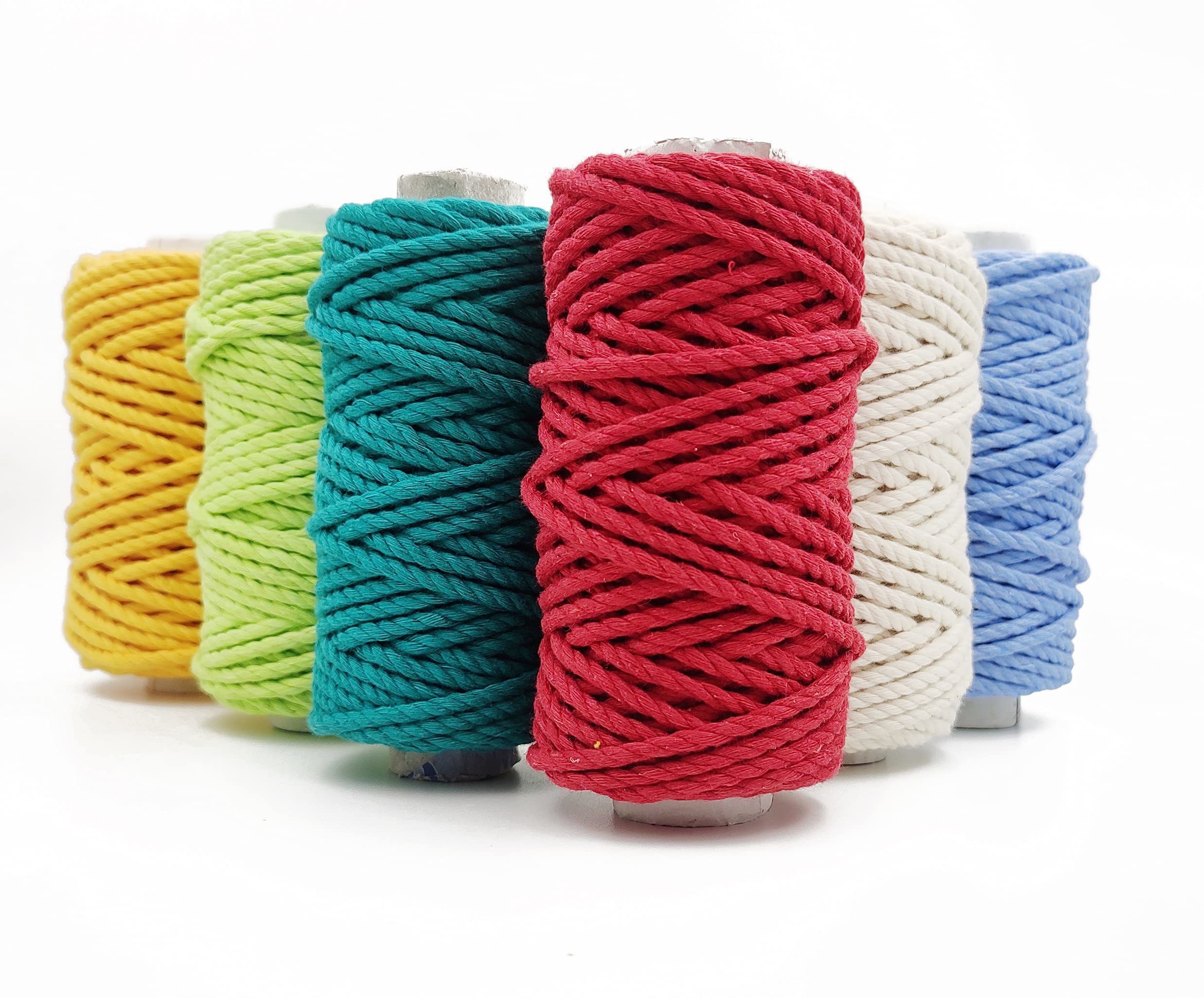 bobbiny 3 Ply/Twisted Macrame Cotton Cord/Dori(4mm,20 Mtr)Thread for Macrame Each Color.-picture-19