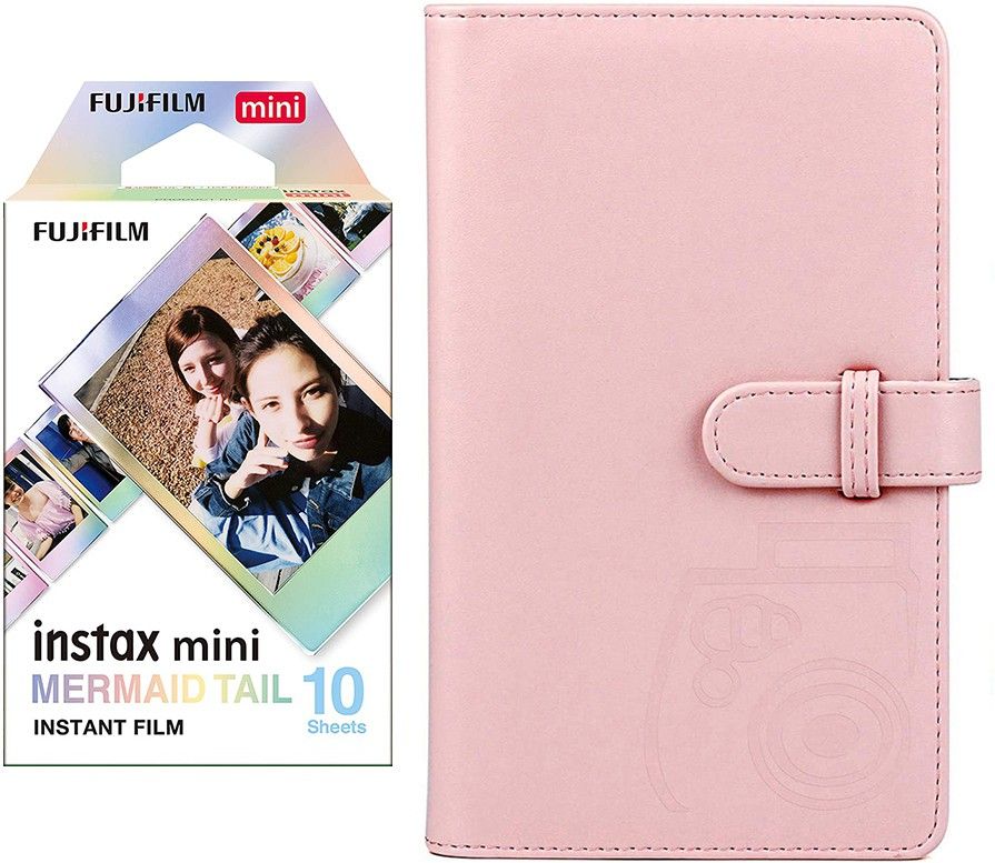 FUJIFILM Mini 10X1 mermaid tail Instant Film with 96-sheet Blush Pink Album for mini Film Roll