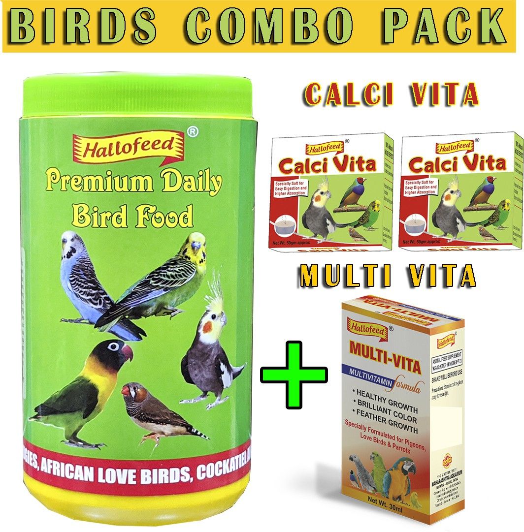 hallofeed BIRDS COMBO PACK-(BIRDS FOOD,MULTI-VITA & CALCIUM BLOCK) 0.9 kg (4x0.23 kg) Dry Young, Adult Bird Food-picture-27