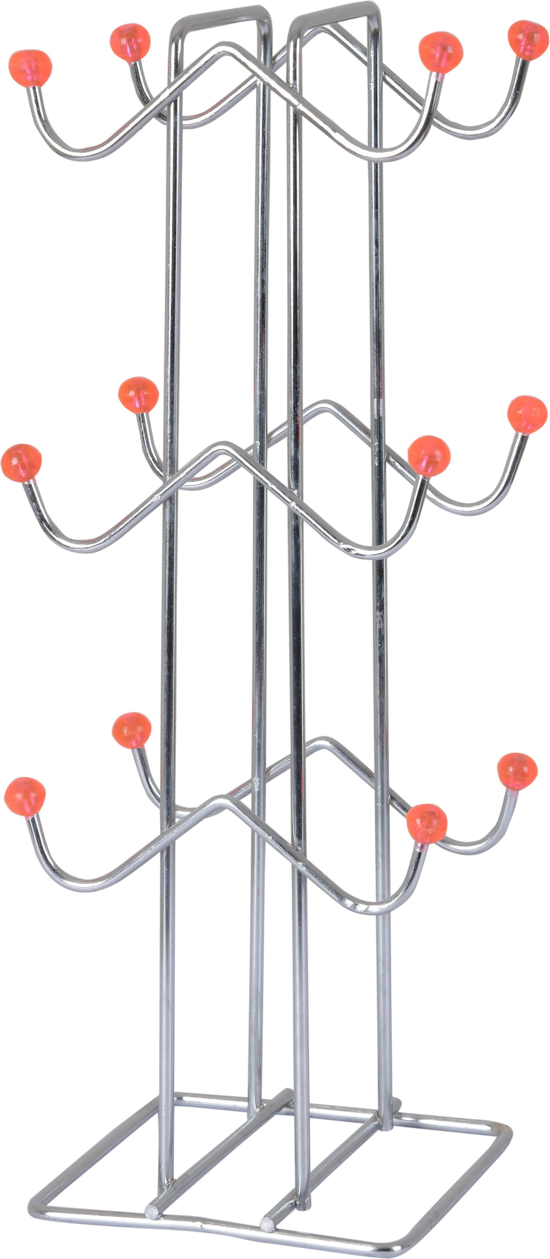 Kitchen Storage Utensil Cup Stand For Hold 12 Tea Coffee Cups (W) Stainless Steel Glass Holder-image-0