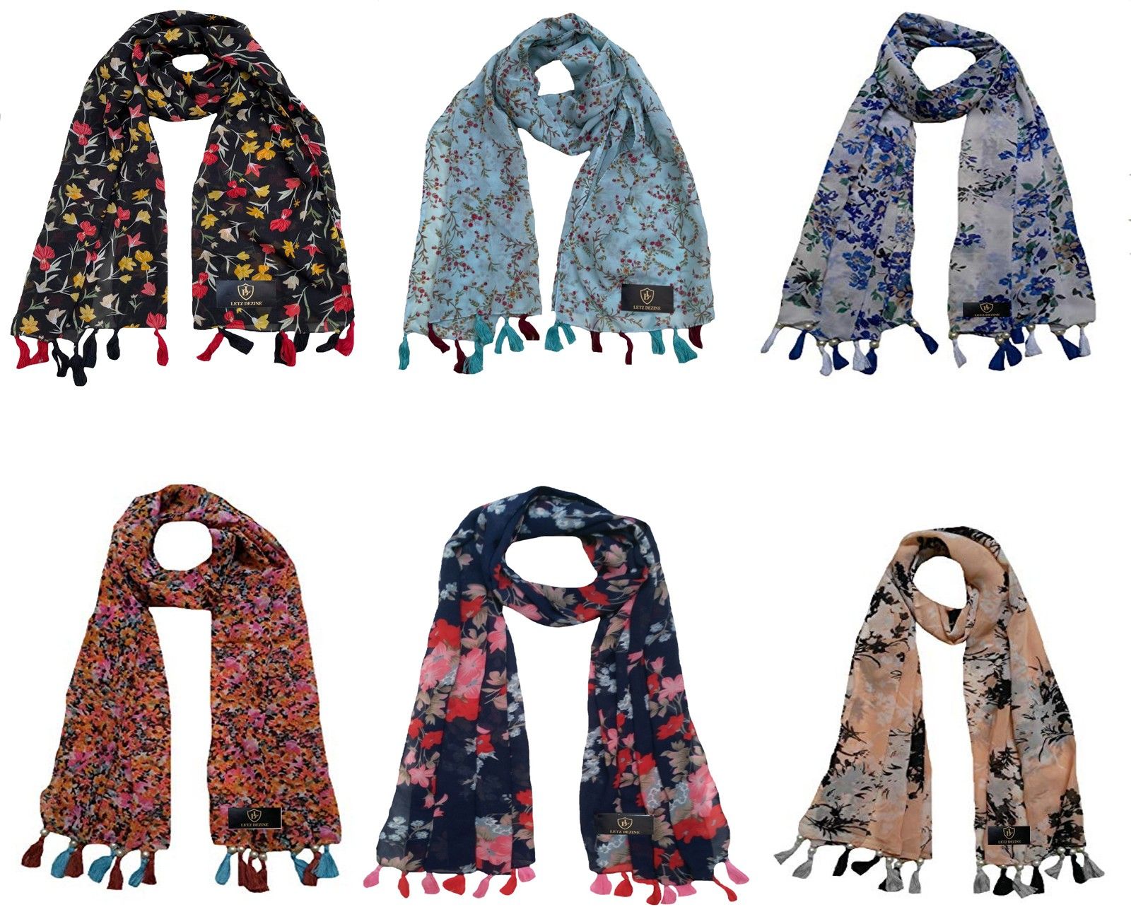 letz dezine Printed Chiffon Women Multicolor Scarf, Stole-picture-23