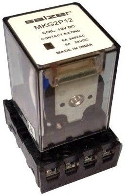 Salzer 8Pin 2C/O 2Pole 12V DC 5Amp (L&T) Miniature Relay - MKG2P12VDC with base-picture-13