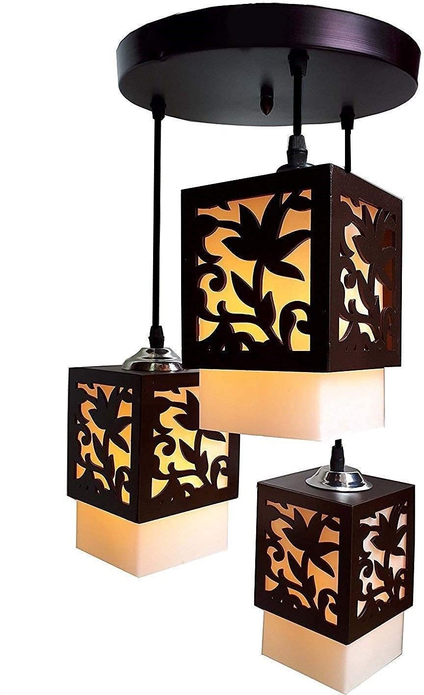 Hanging Pendant Light Ceiling Lamp |Decor Items, Hanging Ceiling Decorative Roof Light Lamp for Home, Living Rooms, Bedroom, Hall, Indoor Outdoor (Bulb not Included) (PVC Glass Shade ) Chandelier Ceiling Lamp