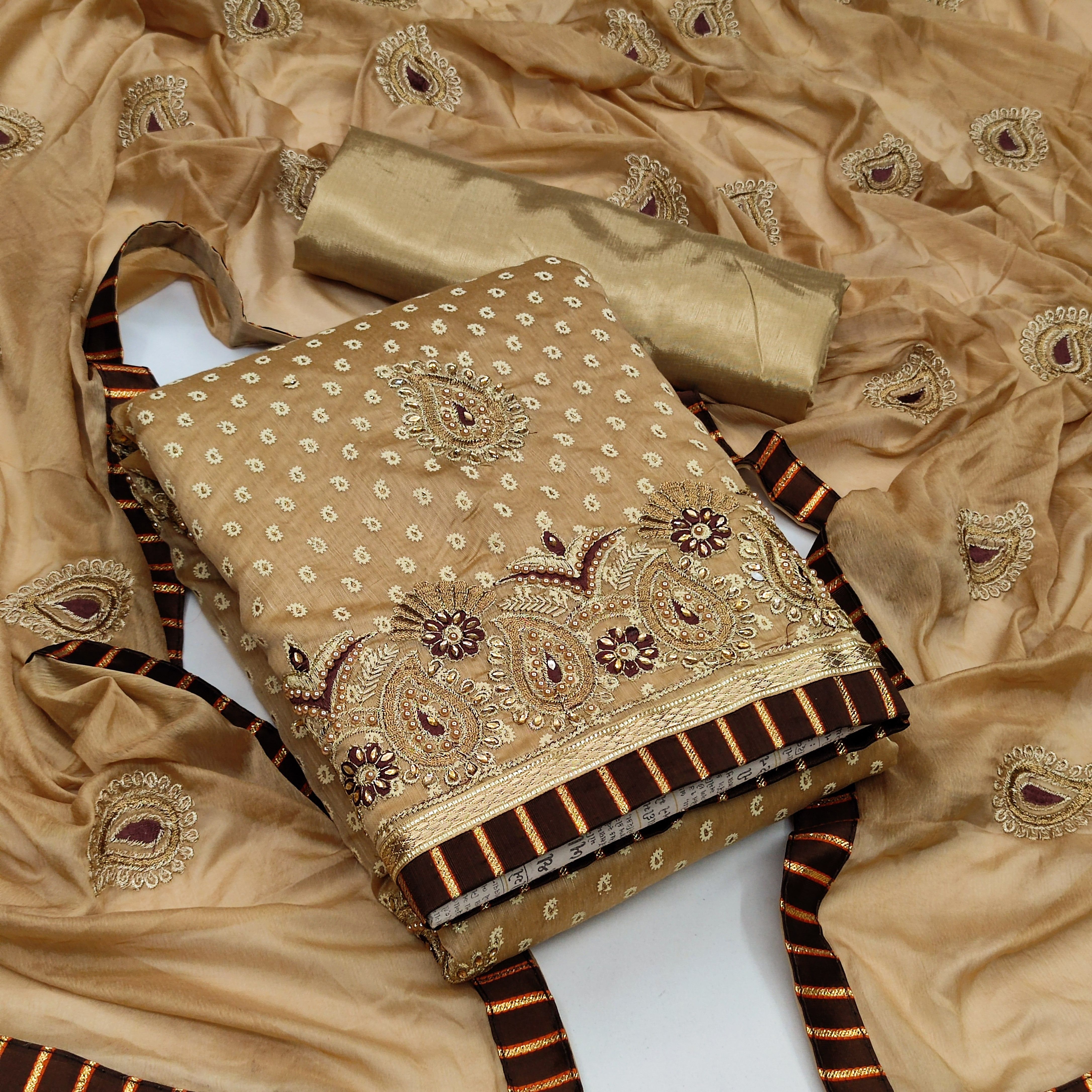 manvaa Unstitched Cotton Blend Salwar Suit Material Embroidered-picture-11